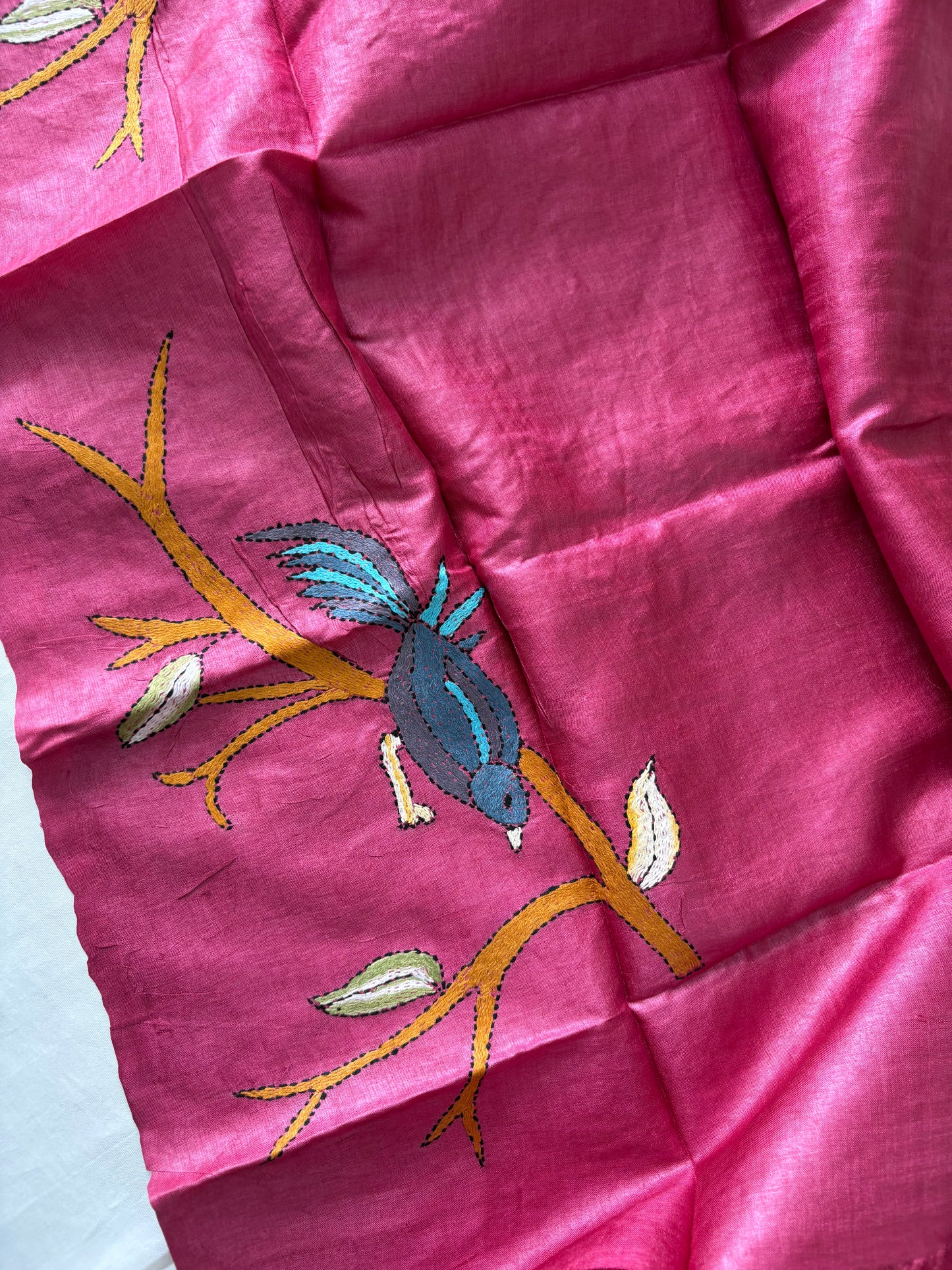 Kantha Stitch Pure Silk Blouse Piece