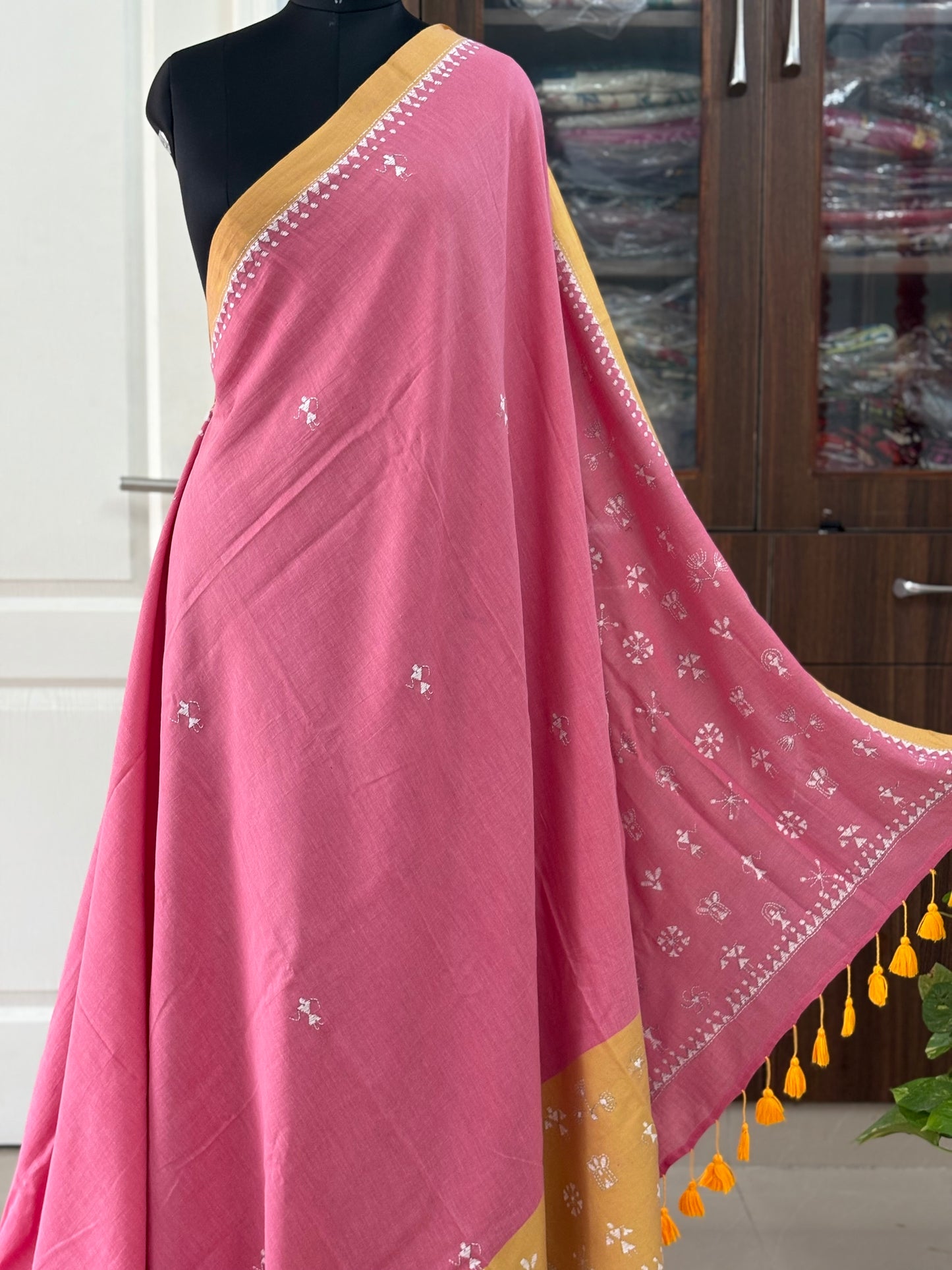 Kantha Hand Embroidered Pure Cotton Saree