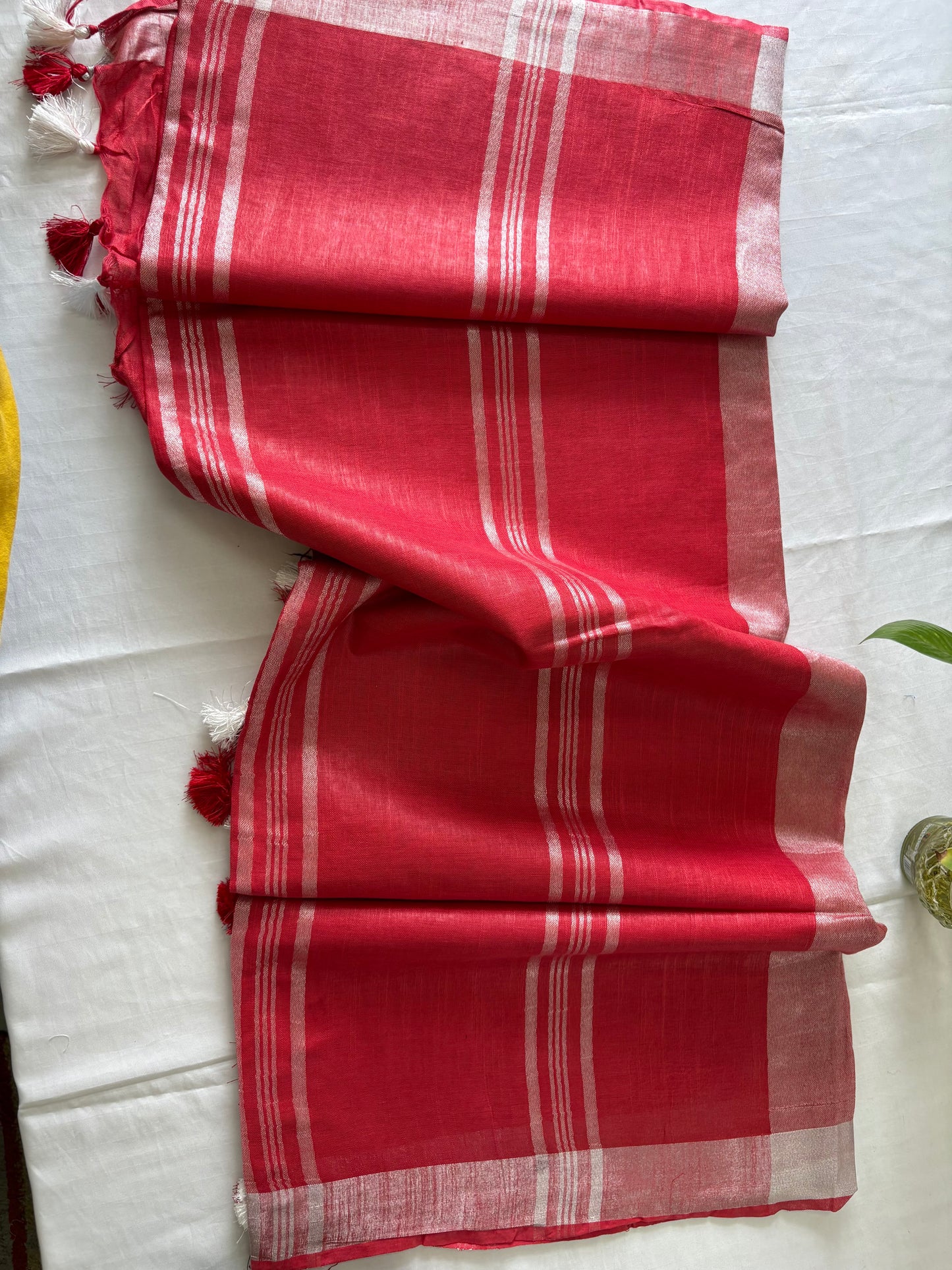 Cotton Linen Saree With running Blouse