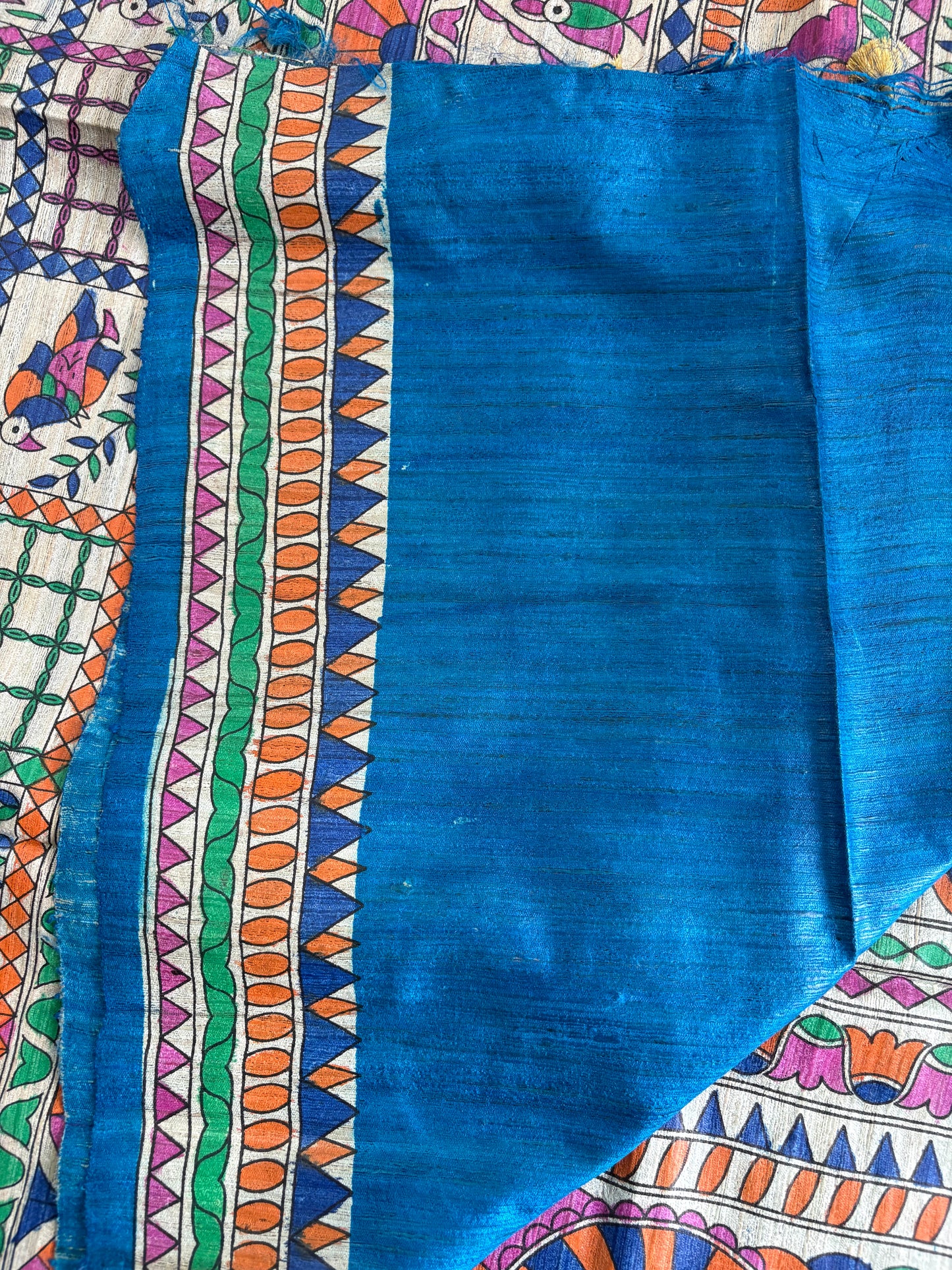 Pure Tussar Ghicha Silk Handcrafted Madhubani Half Saree (Silk Marked)