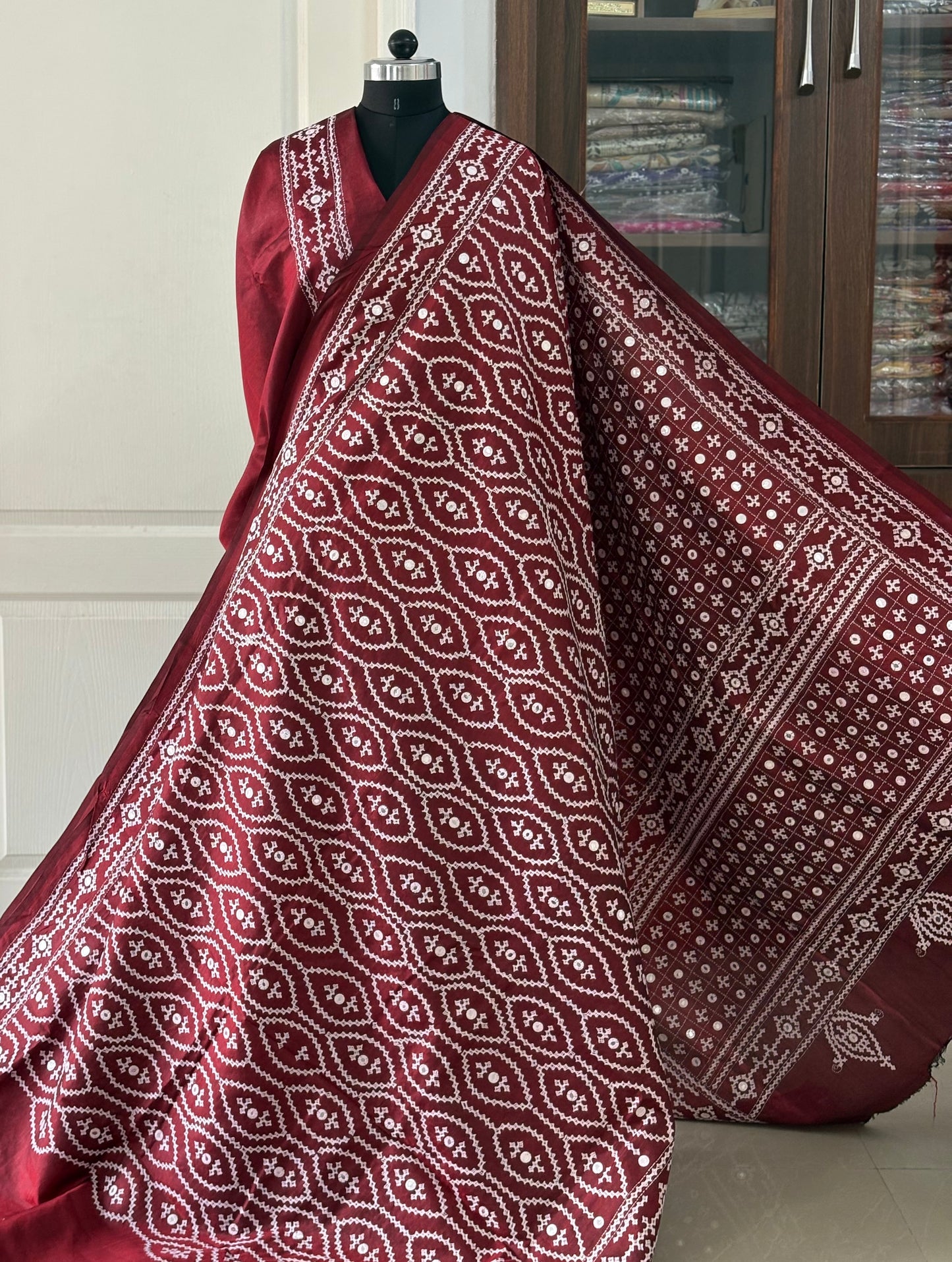 Kutch Hand Embroidered Pure Banglore Silk Saree