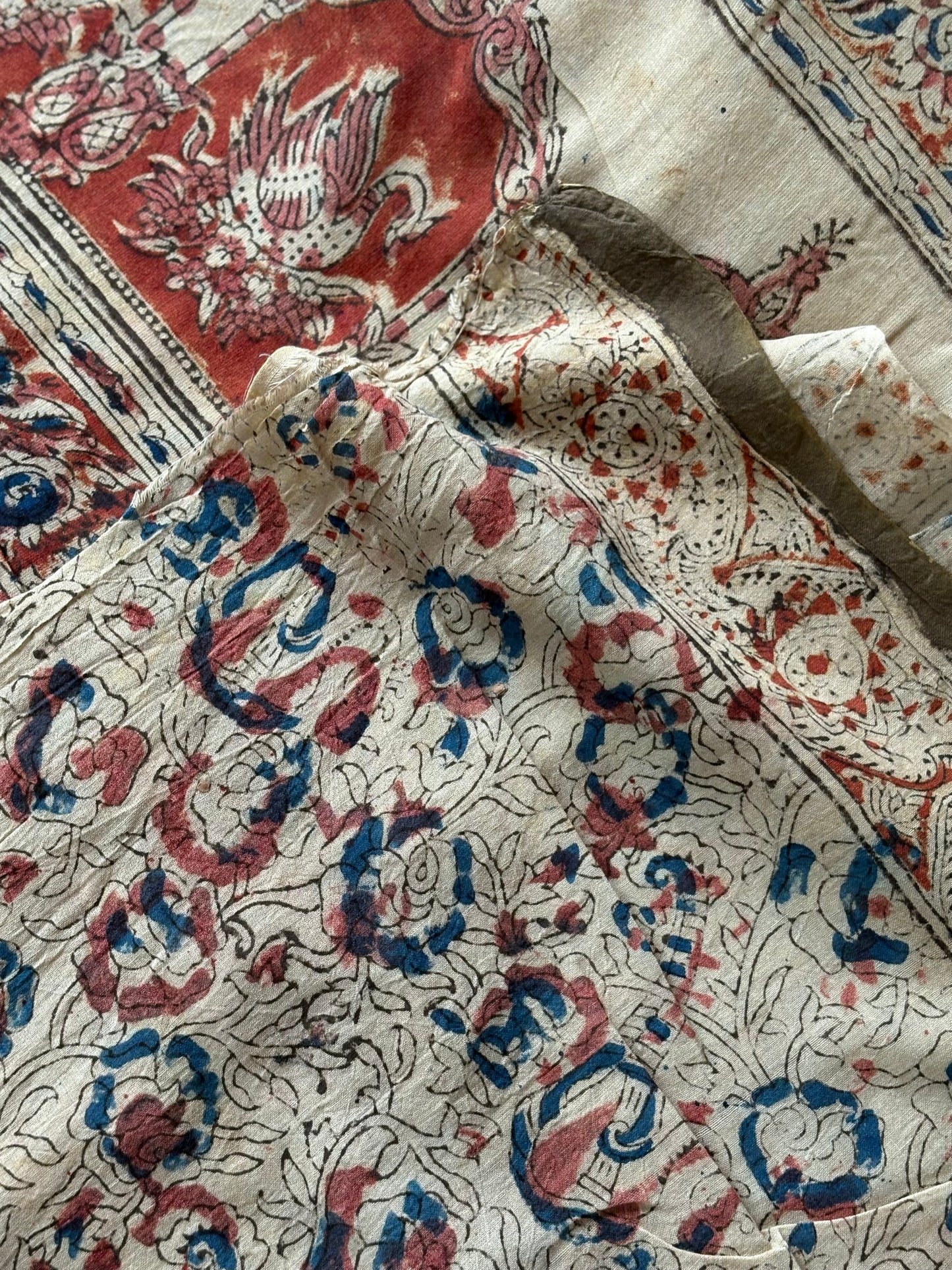 Kalamkari printed malmal cotton Saree with blouse