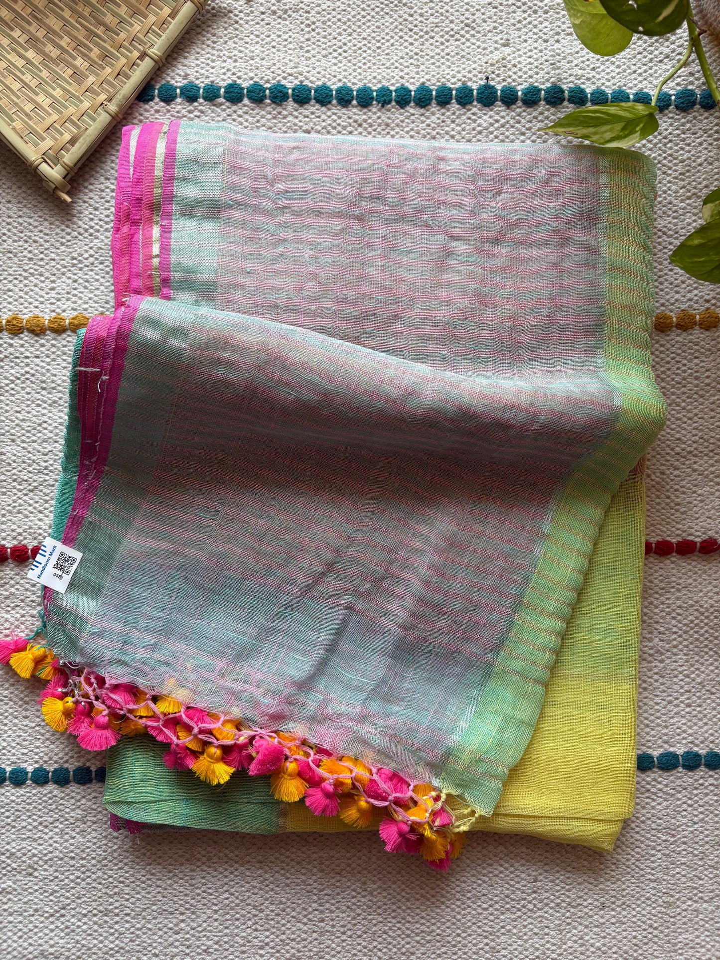 Pure Linen By Linen handloom Saree (handloom marked)