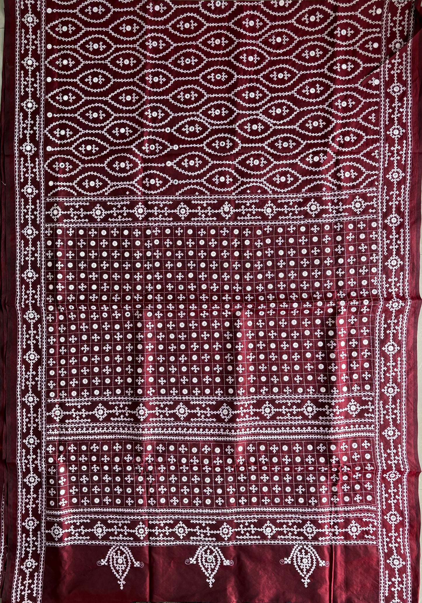 Kutch Hand Embroidered Pure Banglore Silk Saree