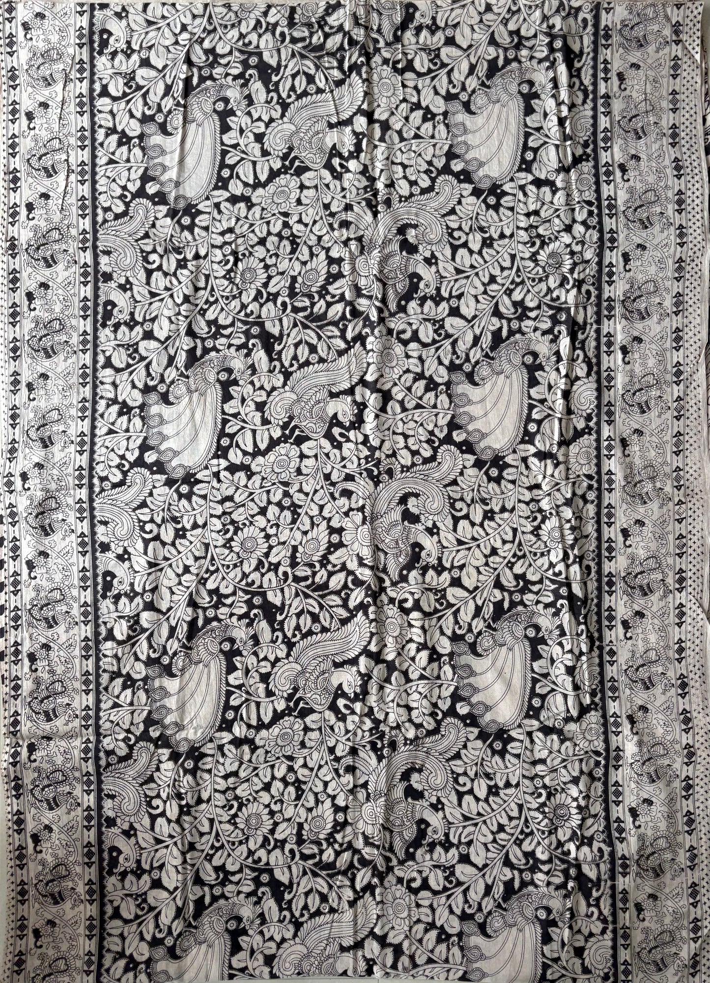 Kalamkari printed malmal cotton Saree with blouse