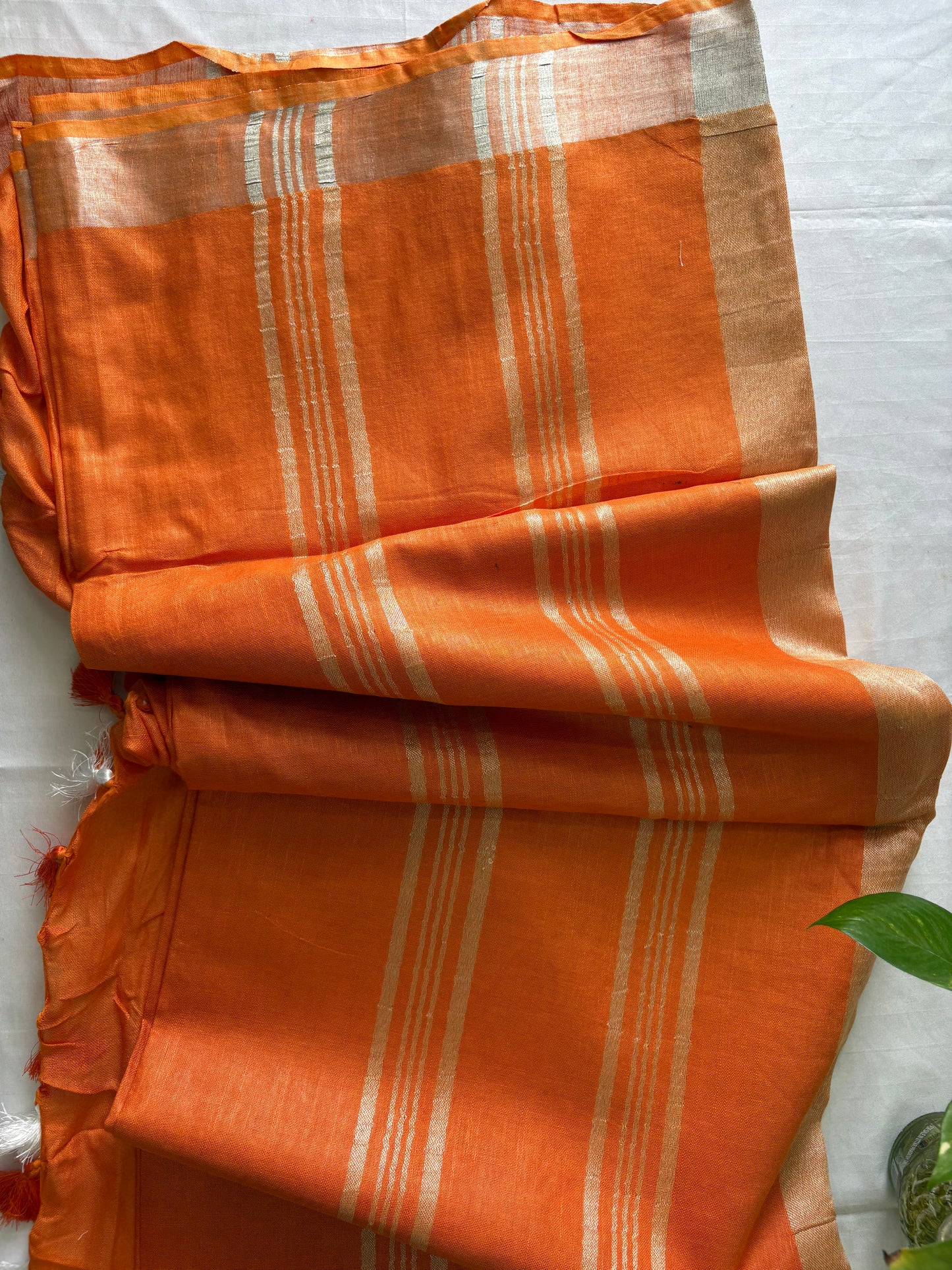 Cotton Linen Saree With running Blouse