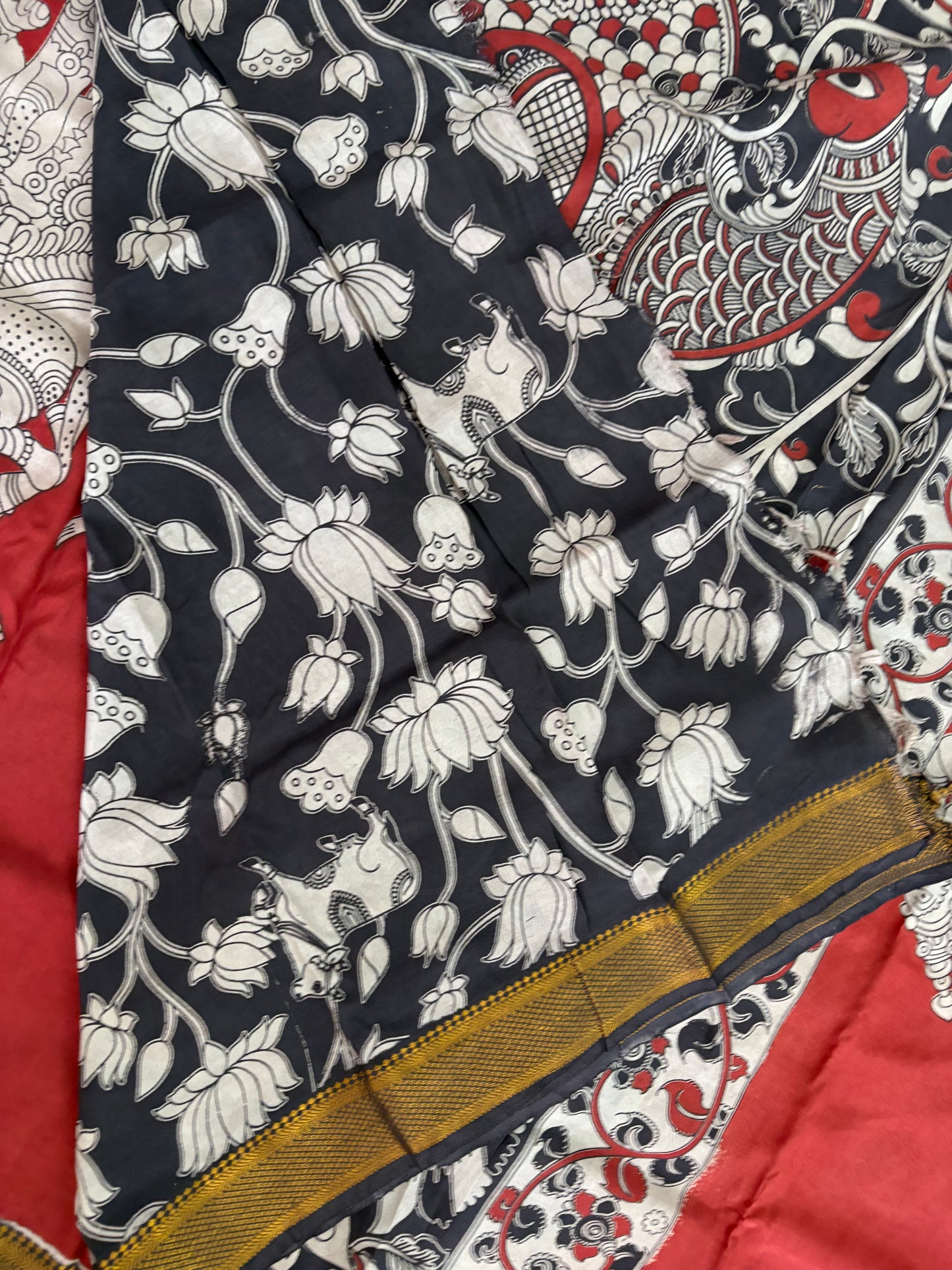 Printed Kalamkari Silk Saree with blouse