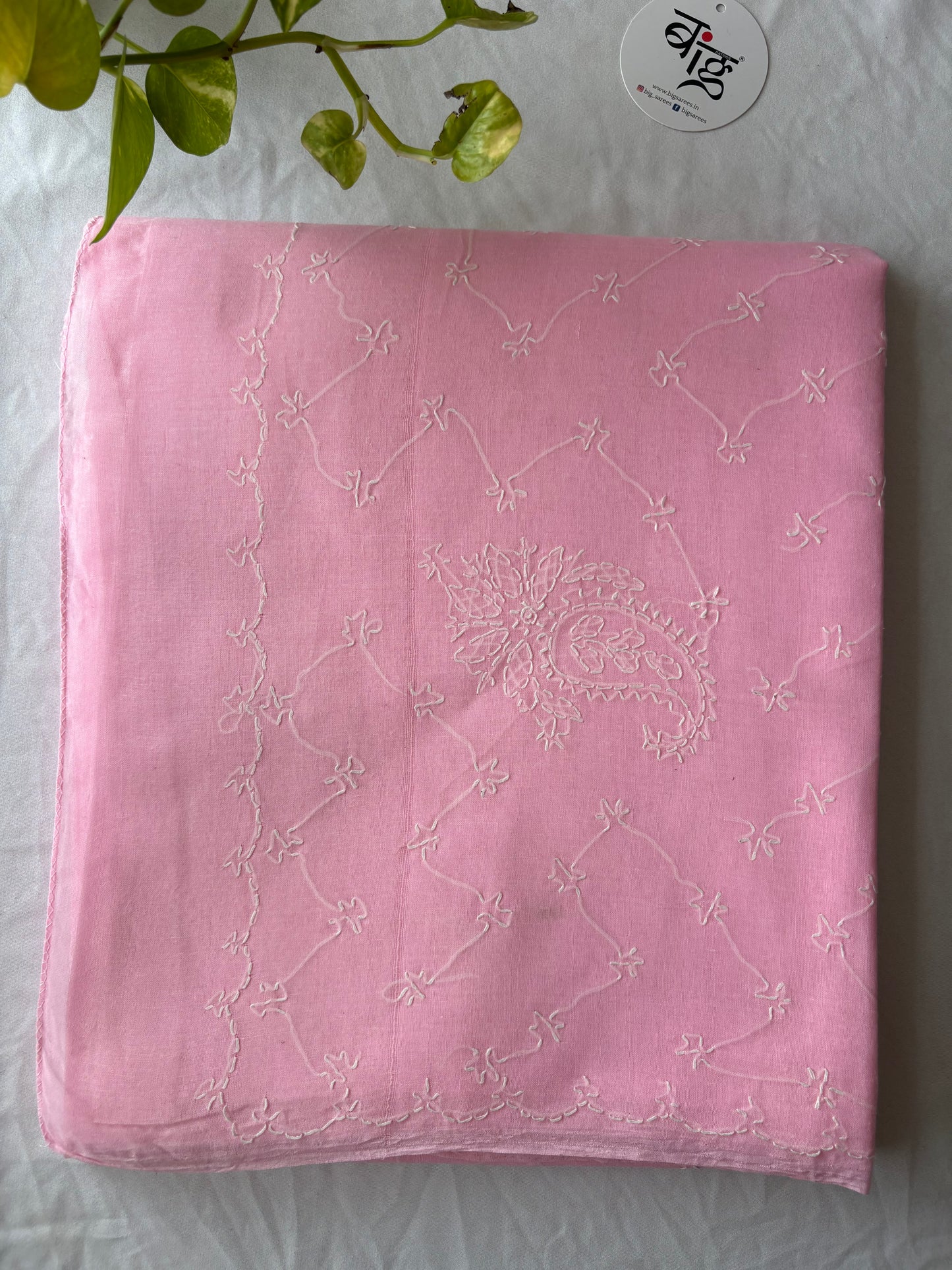 Chikankari Hand-Embroidered Saree | Cotton | Peach