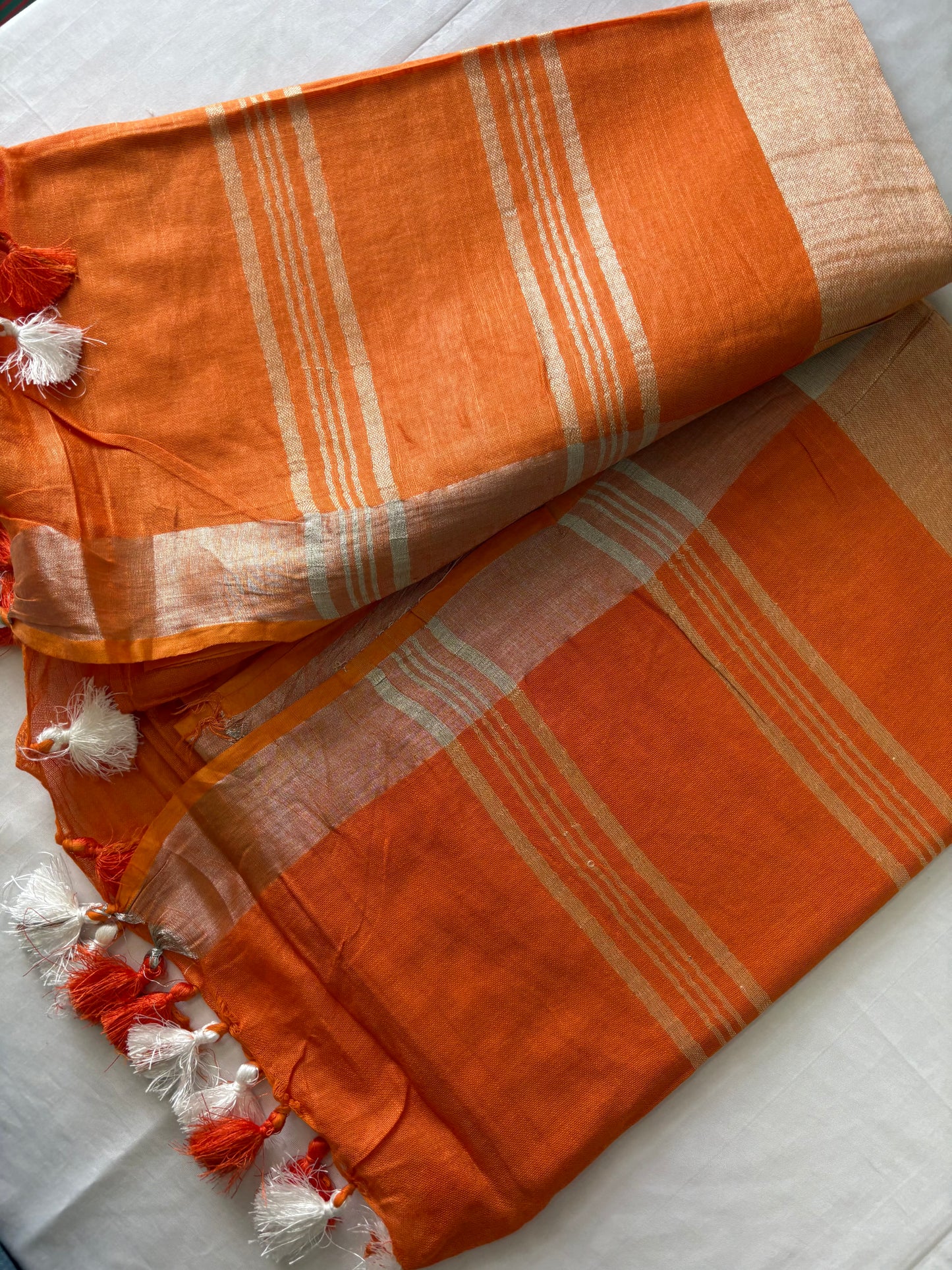 Cotton Linen Saree With running Blouse