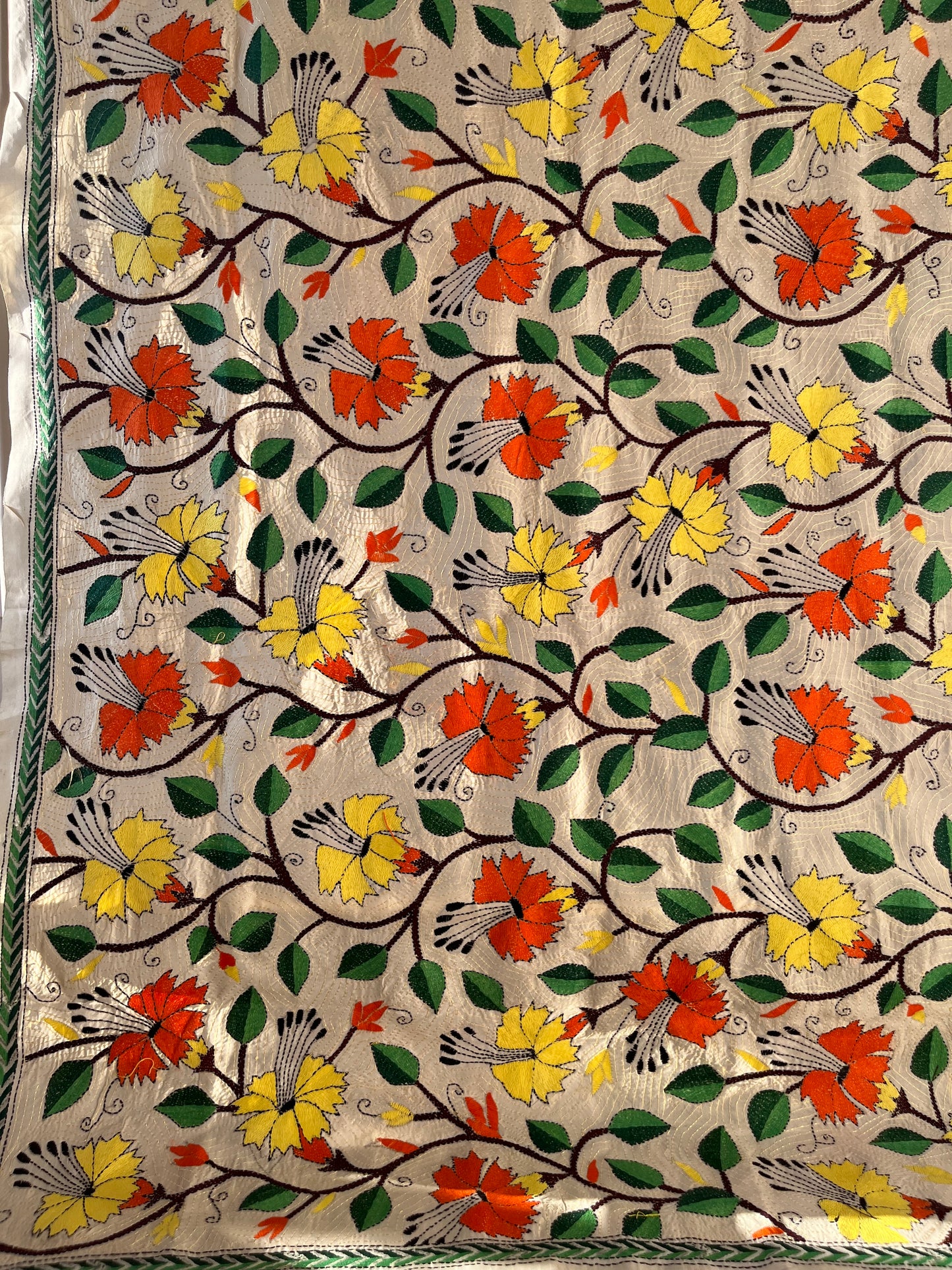 Nakshi Kantha Stitch Silk Dupatta 36”
