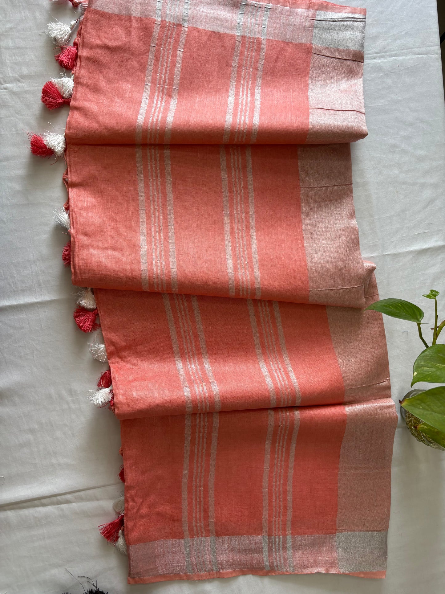 Cotton Linen Saree With running Blouse