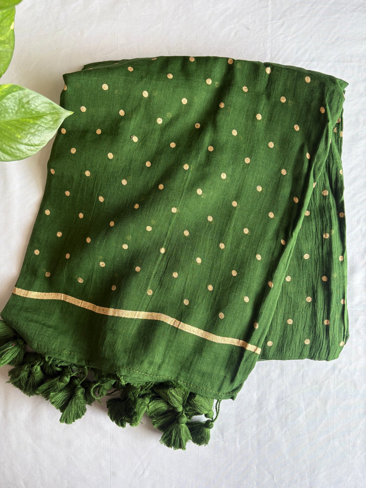 Mul Cotton Golden polka dots Saree