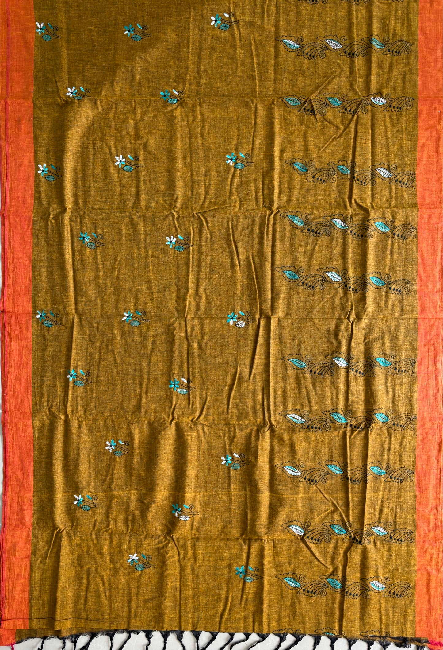 Kantha Hand Embroidered Pure Cotton Saree
