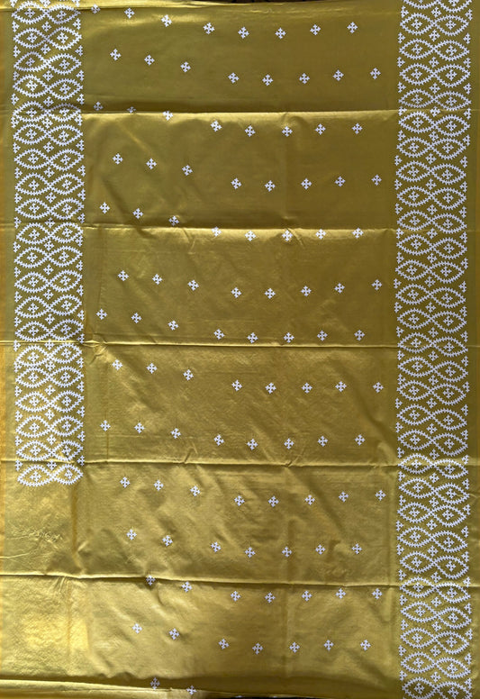 Gujrati Stitch/Kutch Hand Embroidered Art Silk Saree