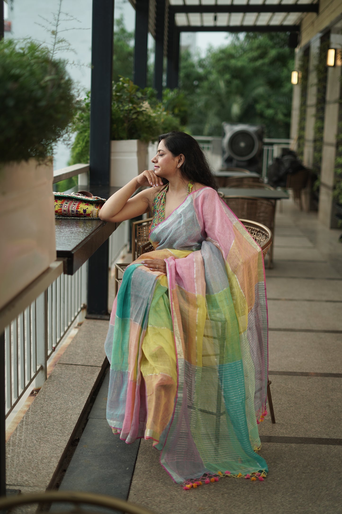 Pure Linen By Linen handloom Saree (handloom marked)