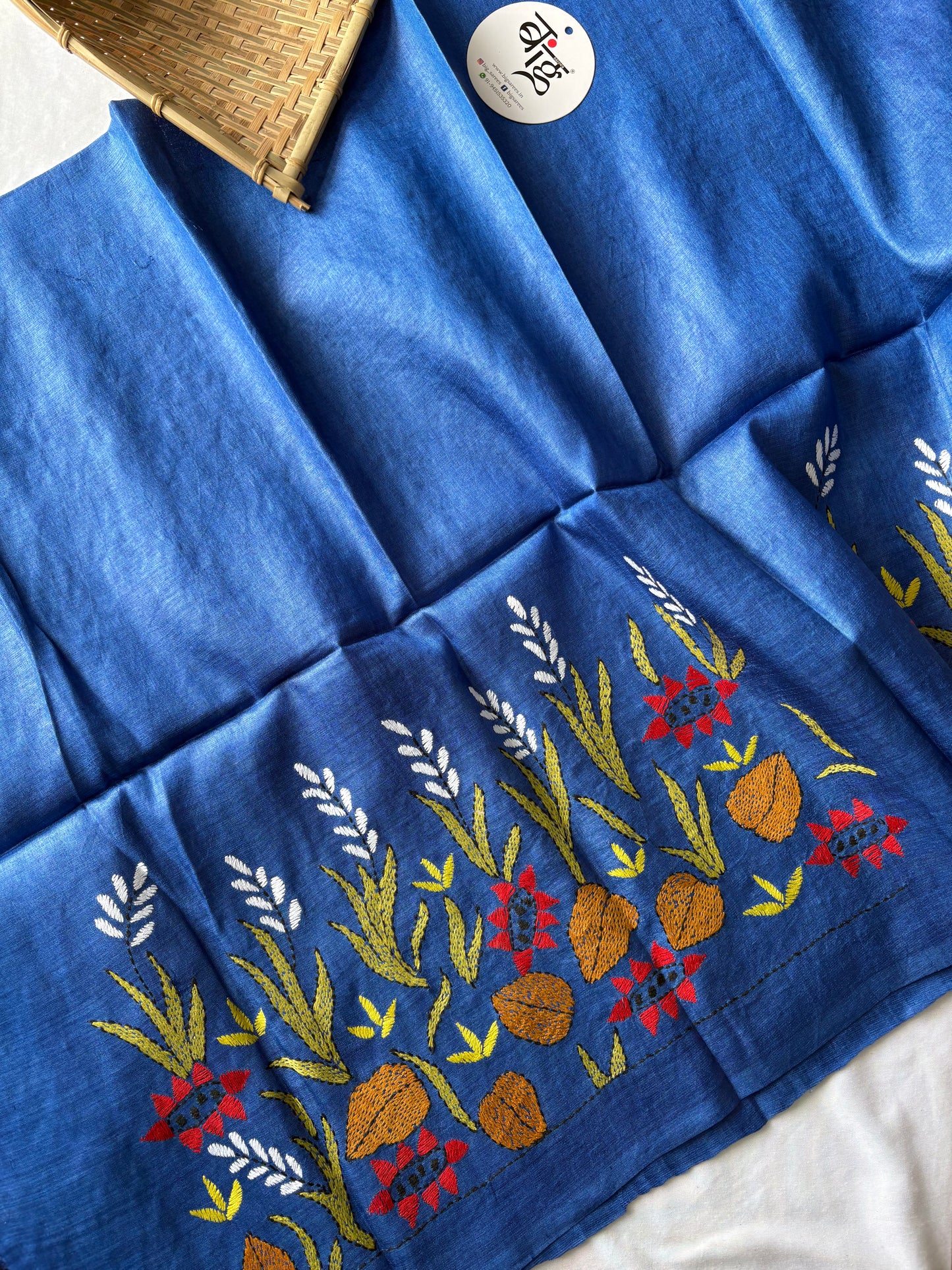 Kantha Stitch Pure Silk Blouse Piece