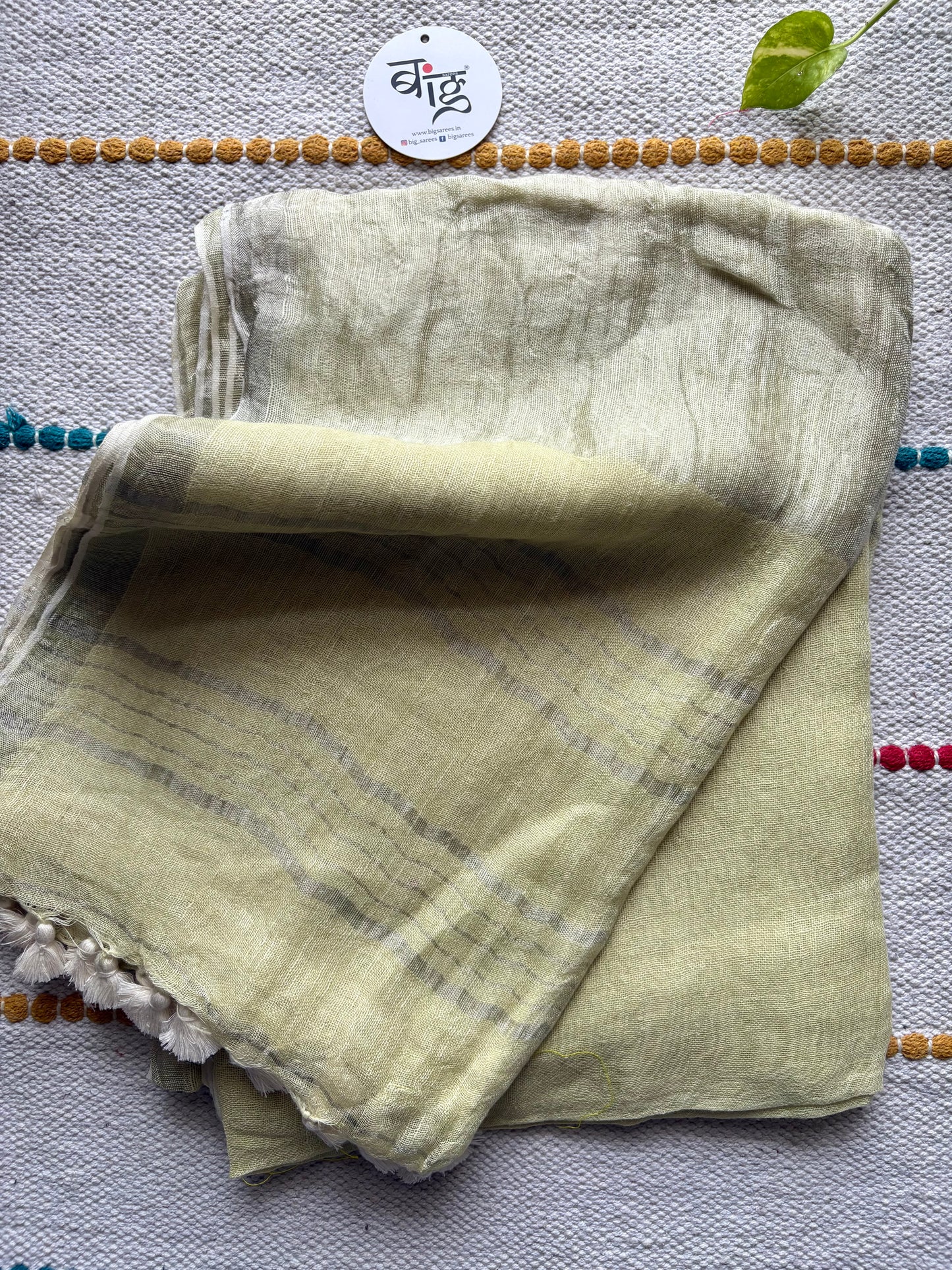 Pure Jayshree Linen Saree | Plain | Lemon Yellow (light)
