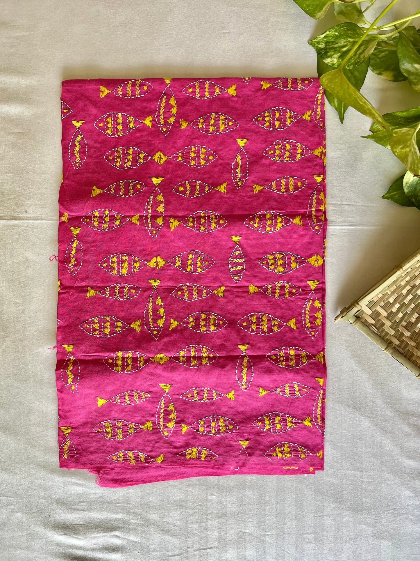 Kantha Stitch Full Embroidered Pure Cotton Blouse Piece Black