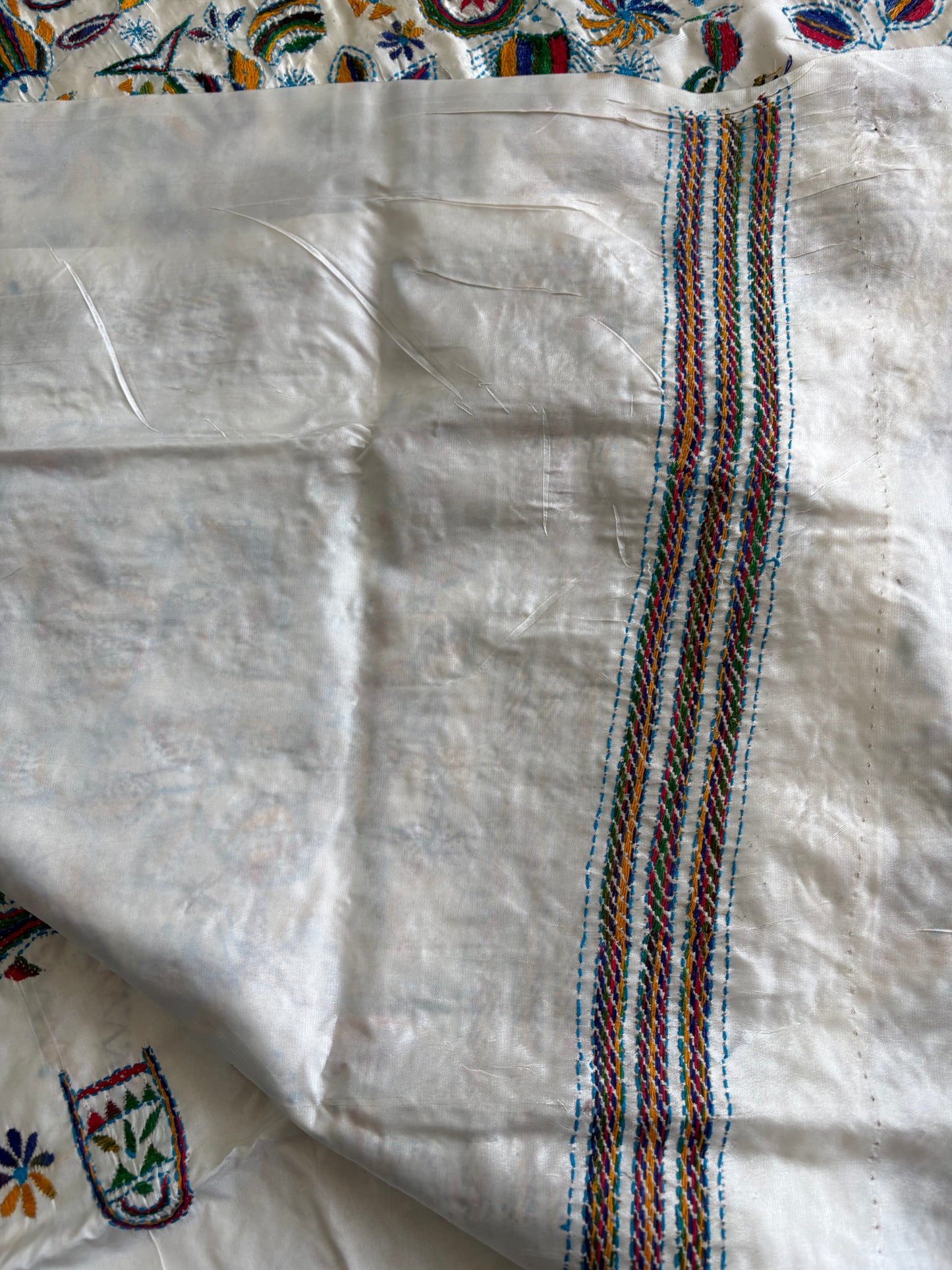 Hand work Kantha Stitch Saree in Art Silk