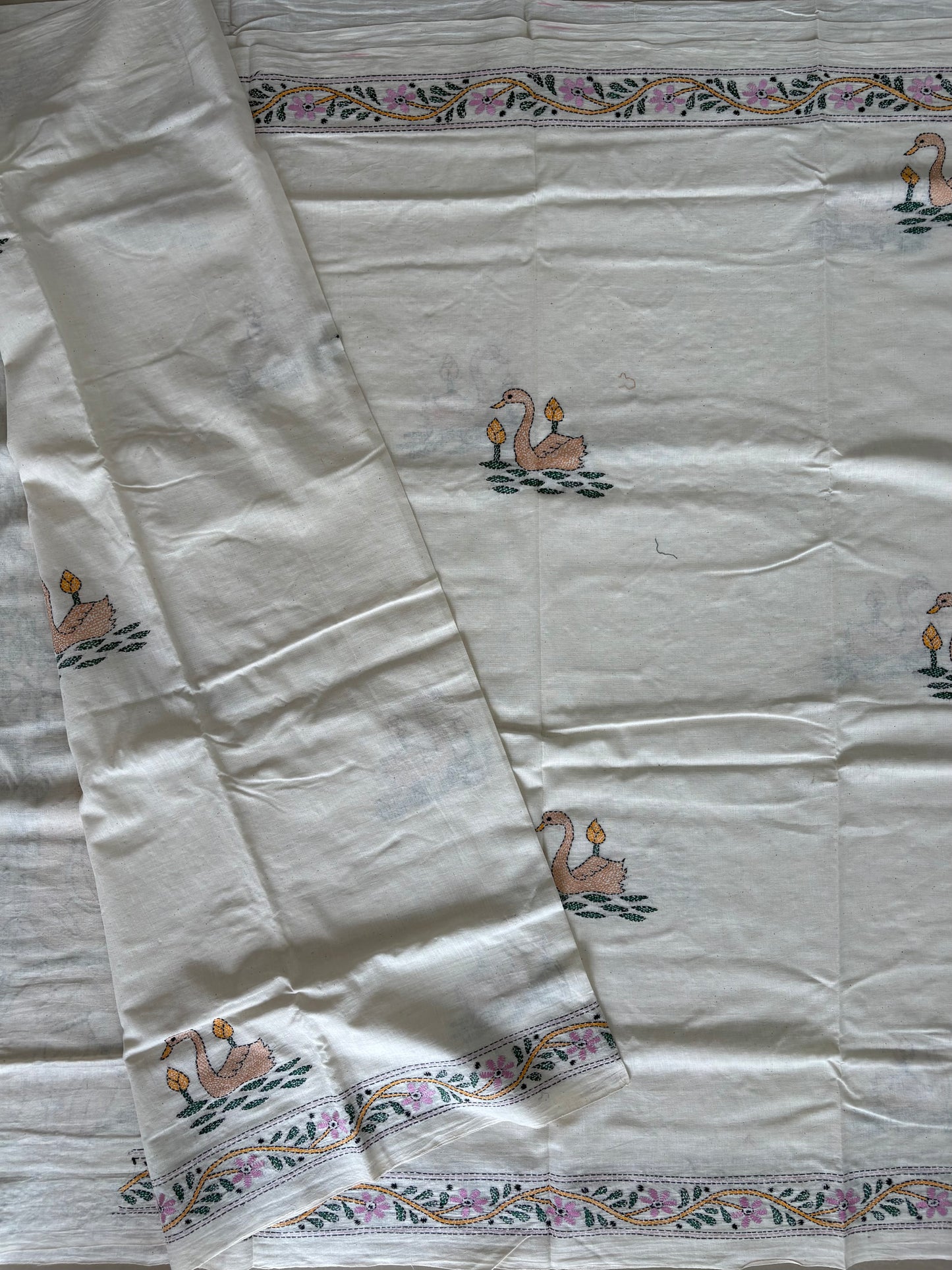 Kantha Hand Embroidered Pure Cotton Saree
