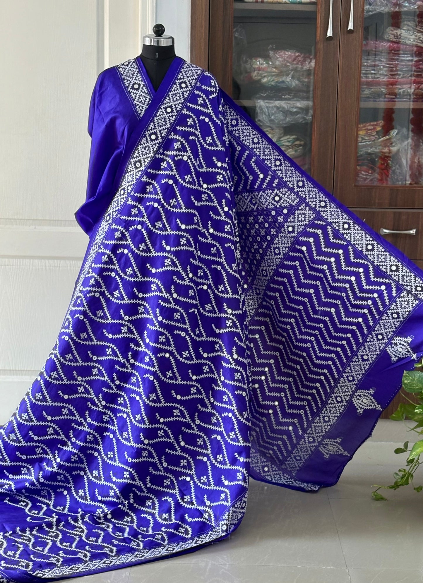 Kutch Hand Embroidered Pure Banglore Silk Saree
