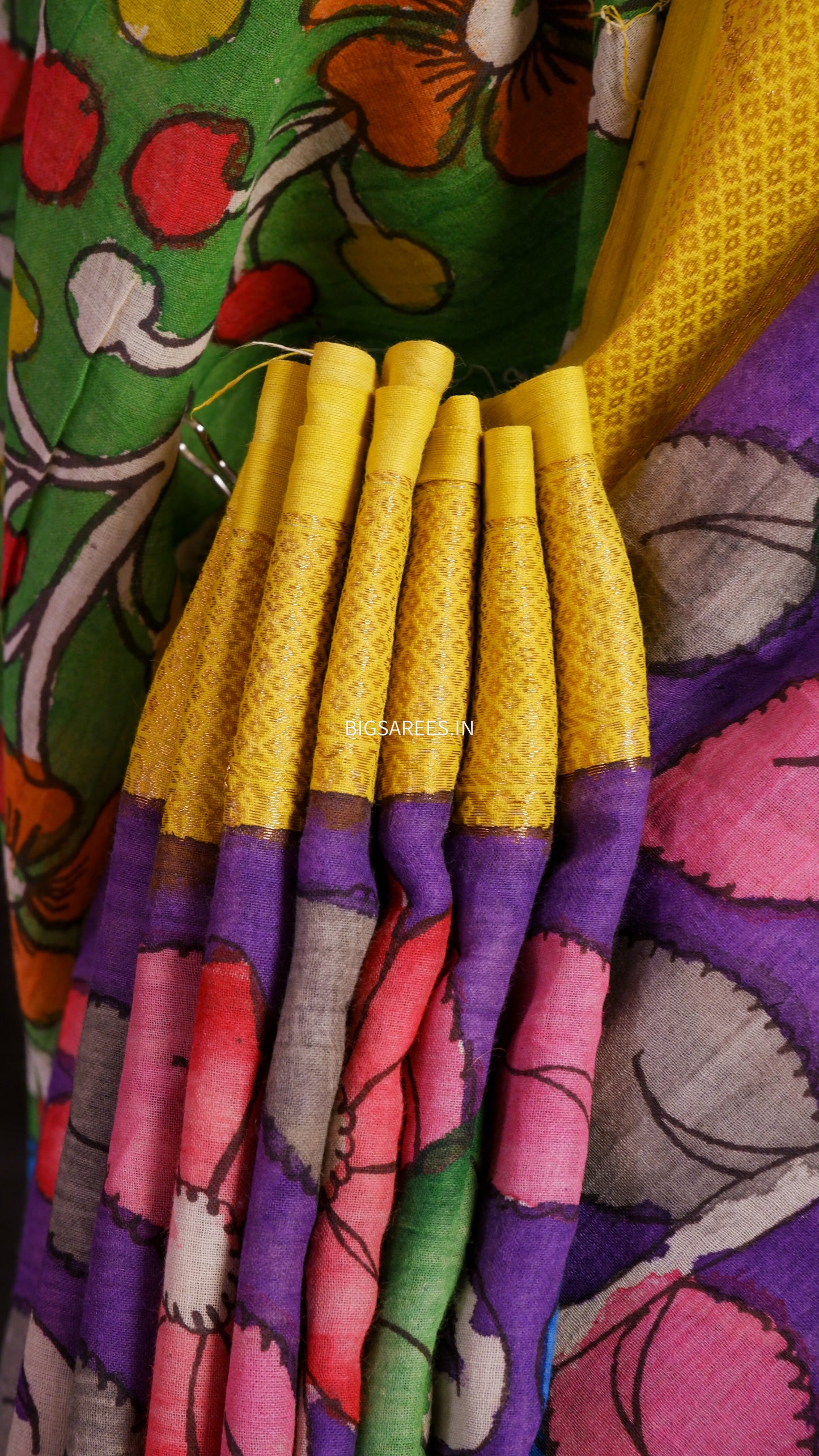 Pen Kalamkari hand painted pure cotton Saree with blouse