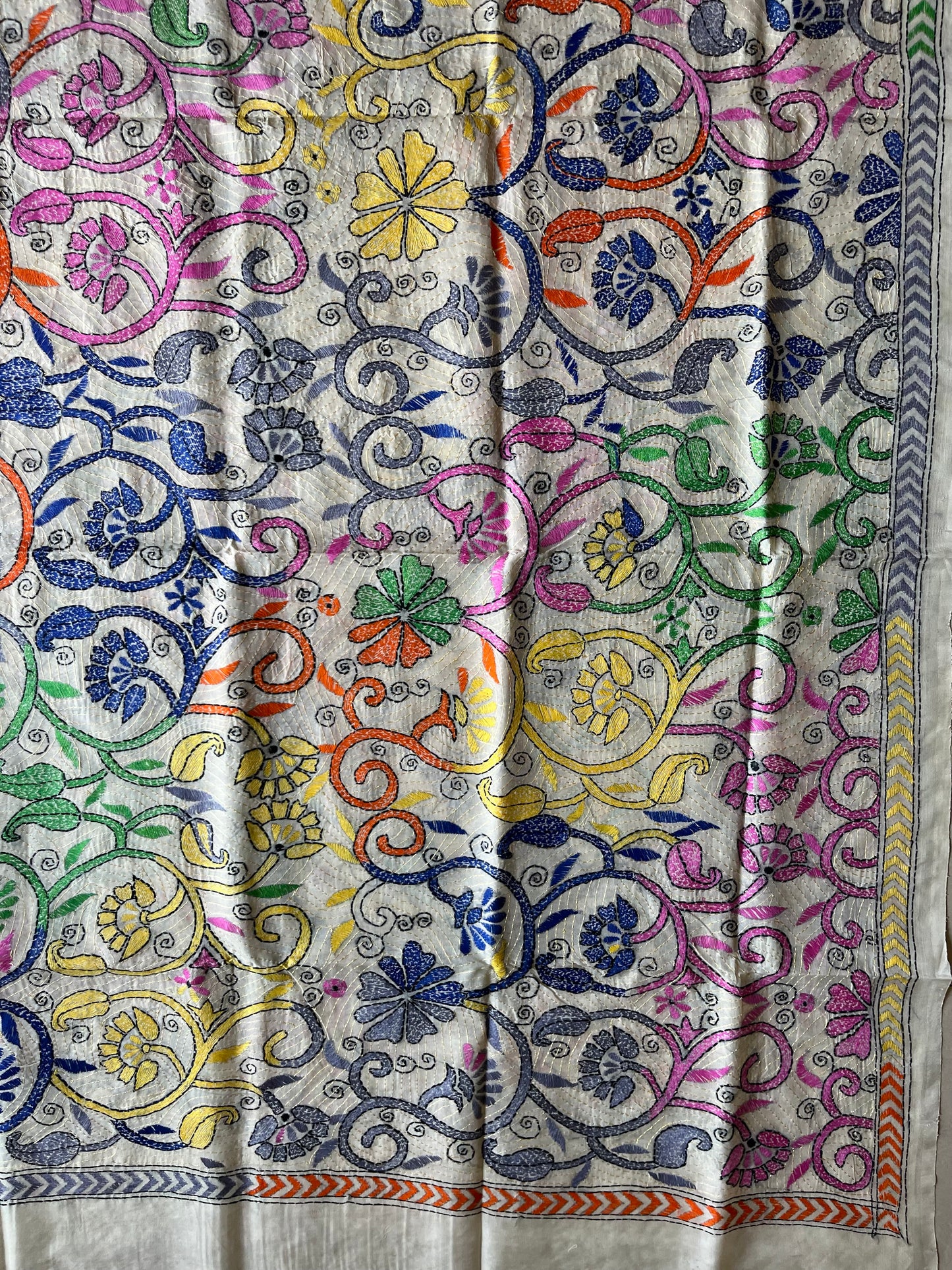 Nakshi Kantha Stitch Silk Dupatta
