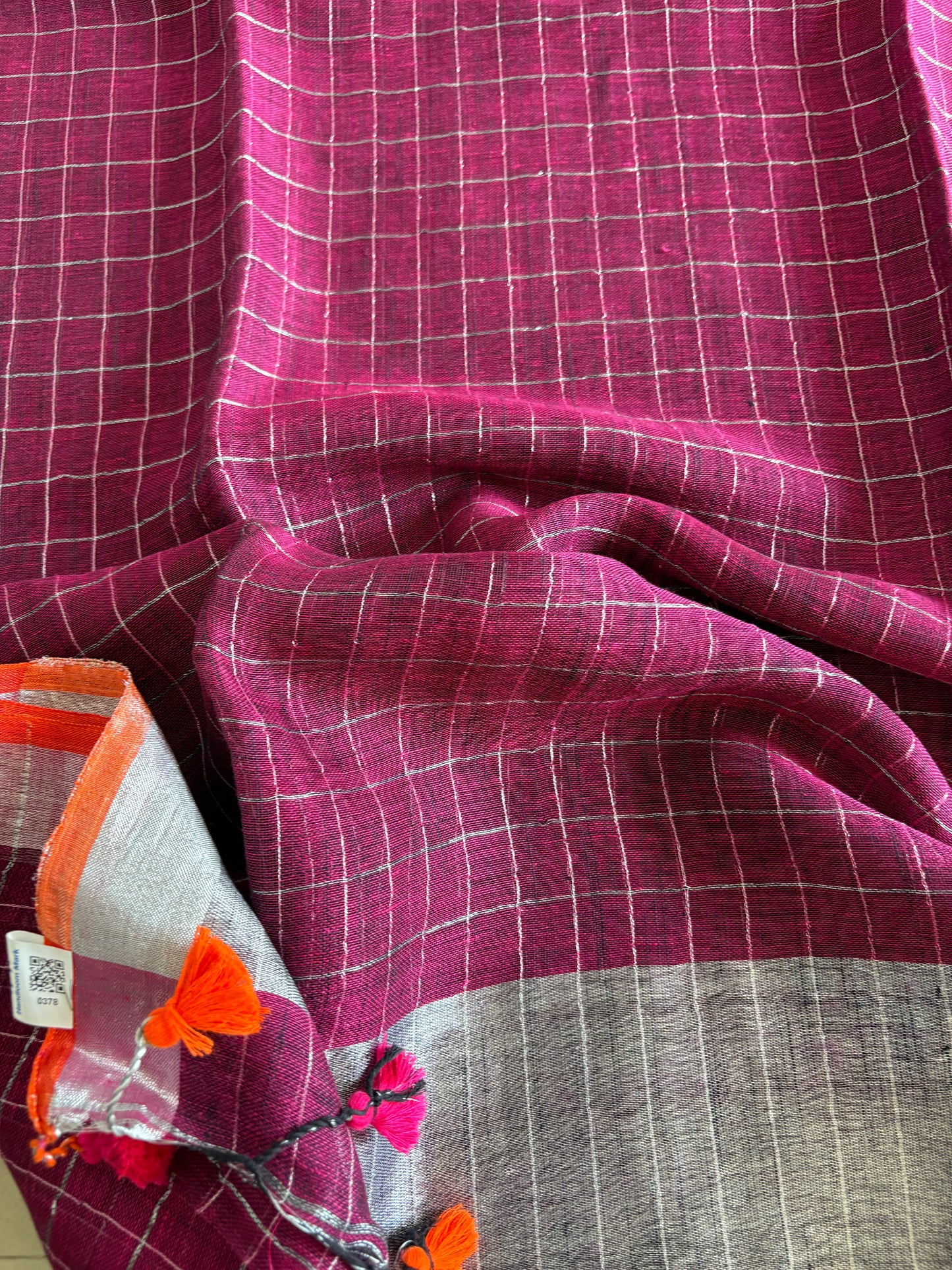 Pure Linen By Linen handloom Saree (handloom marked)