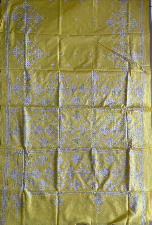 Gujrati Stitch/Kutch Hand Embroidered Art Silk Saree