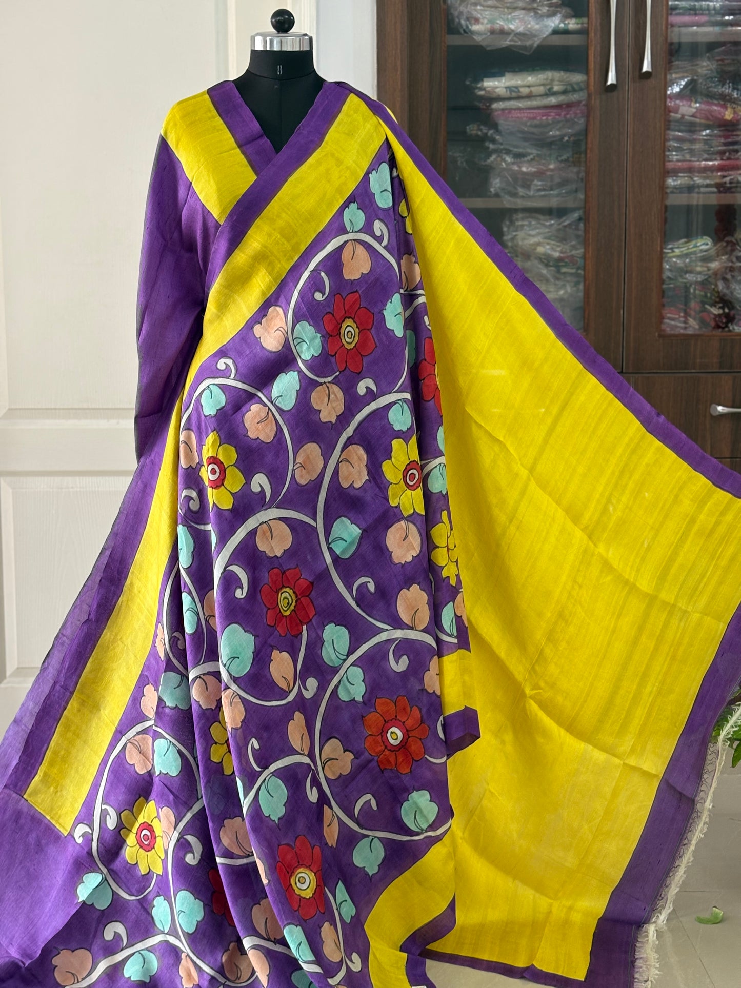 Exclusive Hand painted Pure Bishnupuri Silk Saree (Silk Marked)