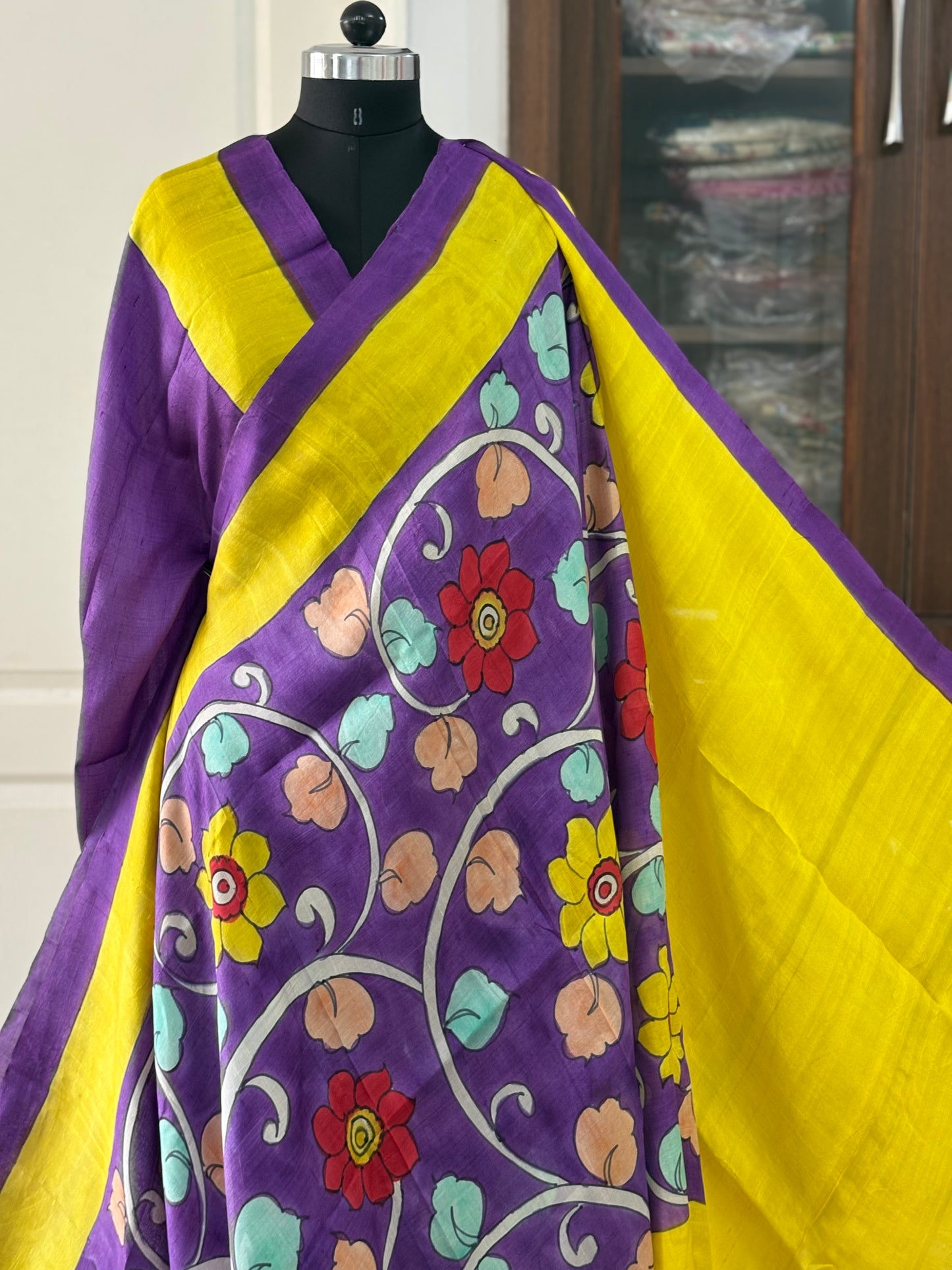Exclusive Hand painted Pure Bishnupuri Silk Saree (Silk Marked)