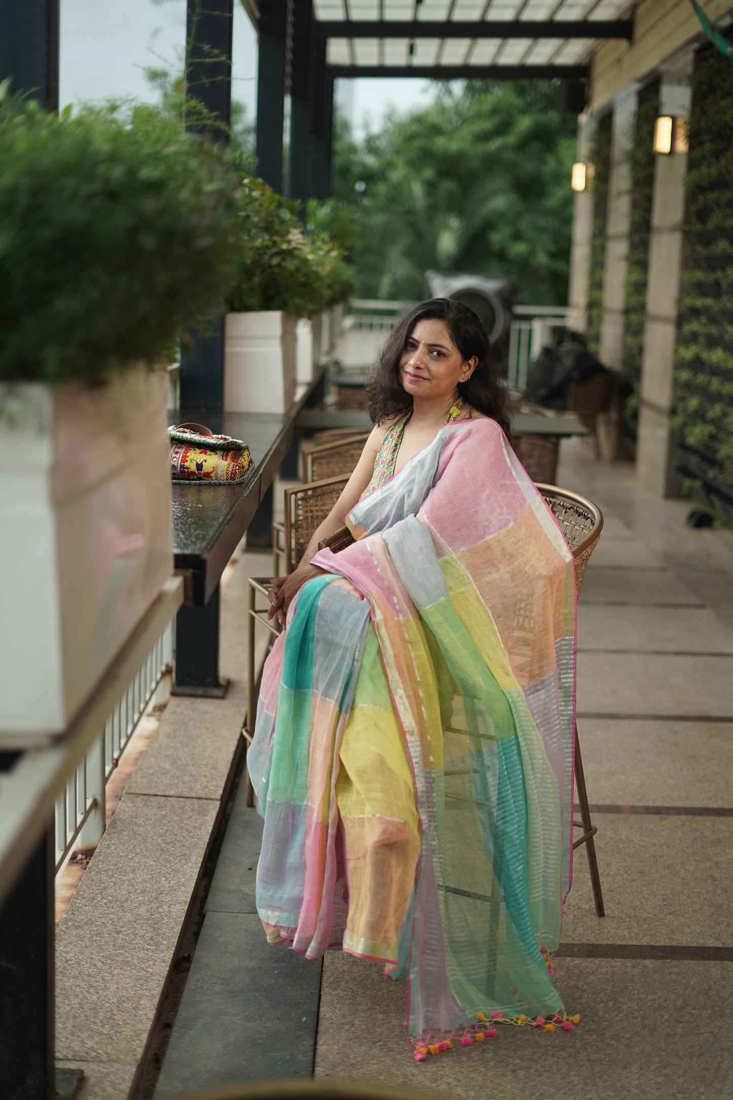 Pure Linen By Linen handloom Saree (handloom marked)