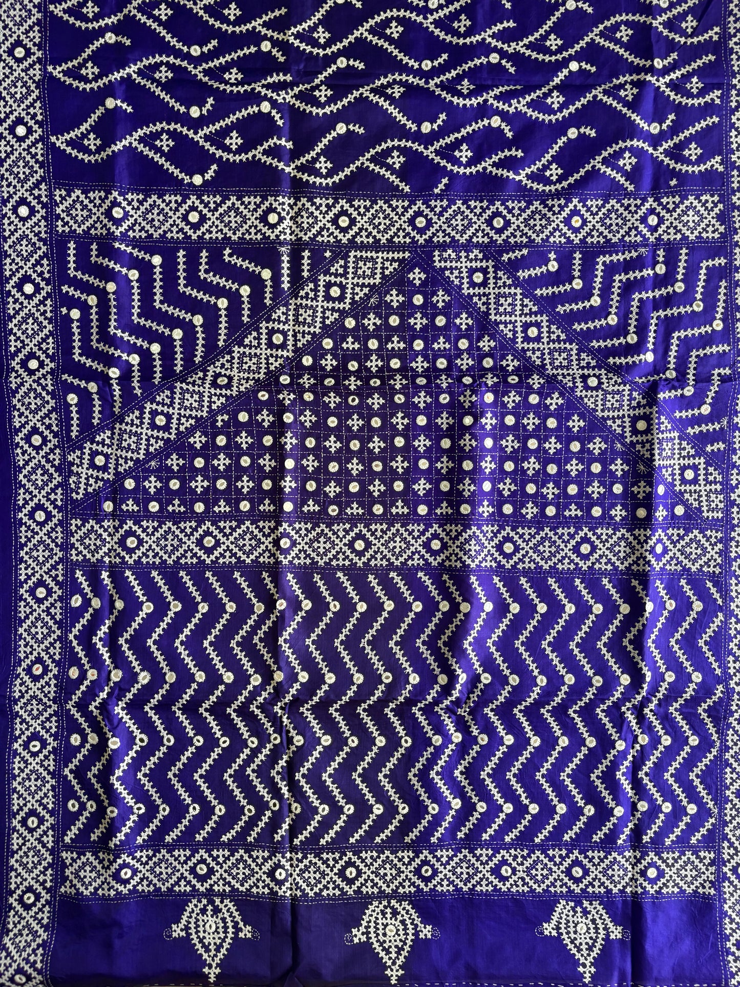 Kutch Hand Embroidered Pure Banglore Silk Saree