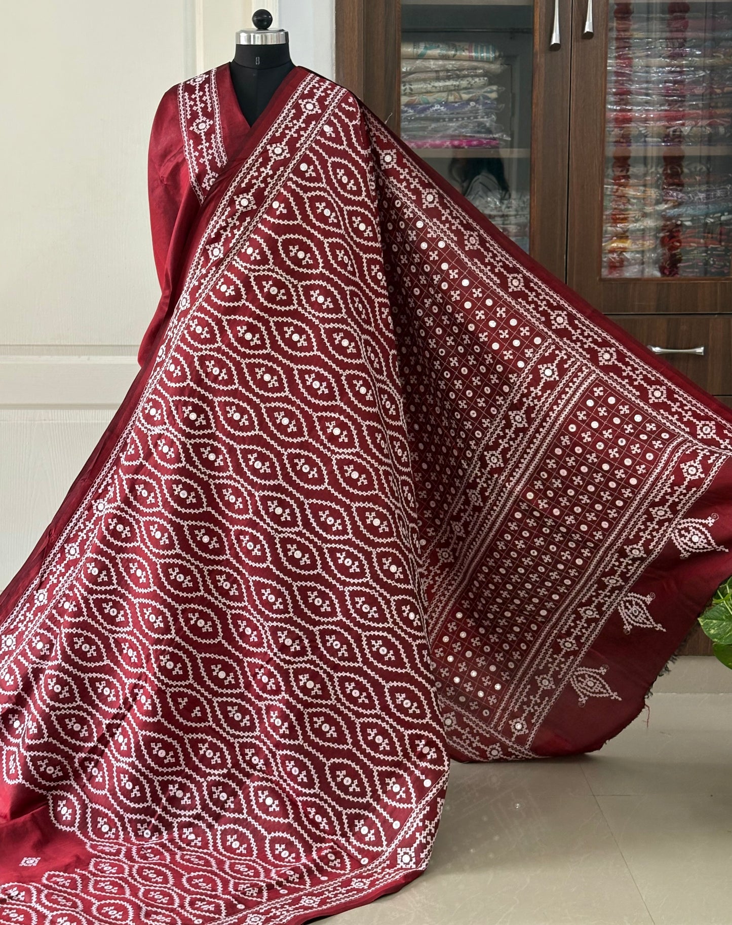 Kutch Hand Embroidered Pure Banglore Silk Saree