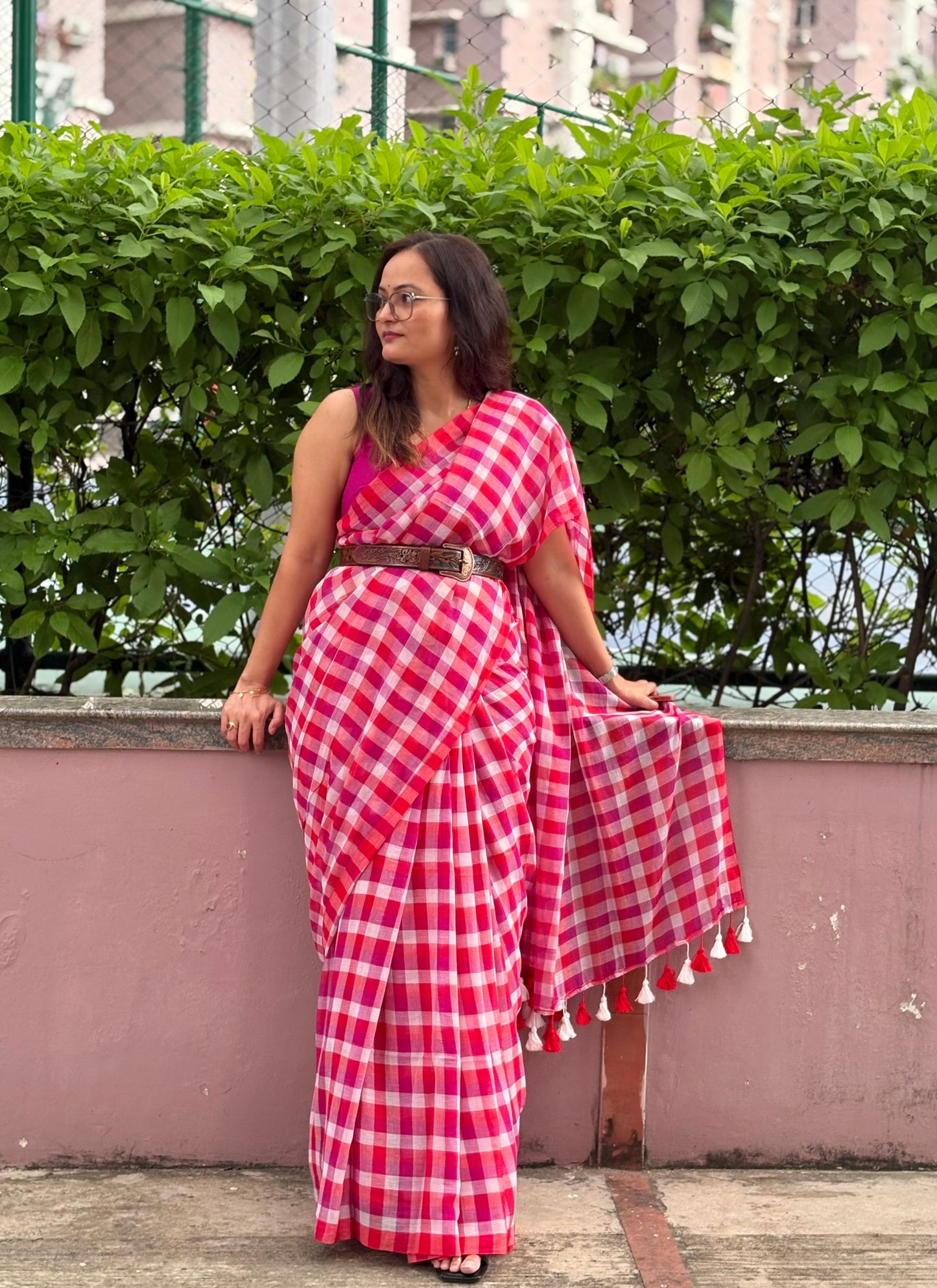 Mul Cotton check Saree