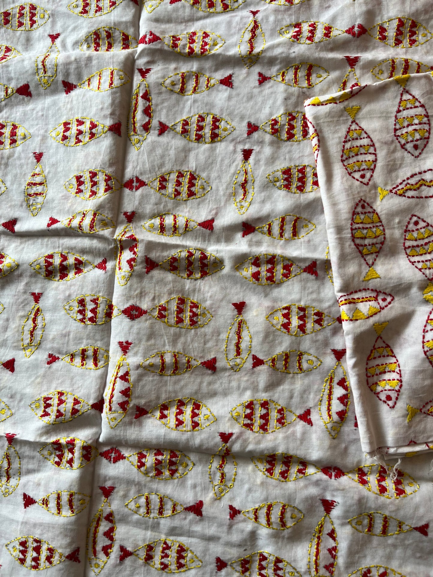 Kantha Stitch Full Embroidered Pure Cotton Blouse Piece
