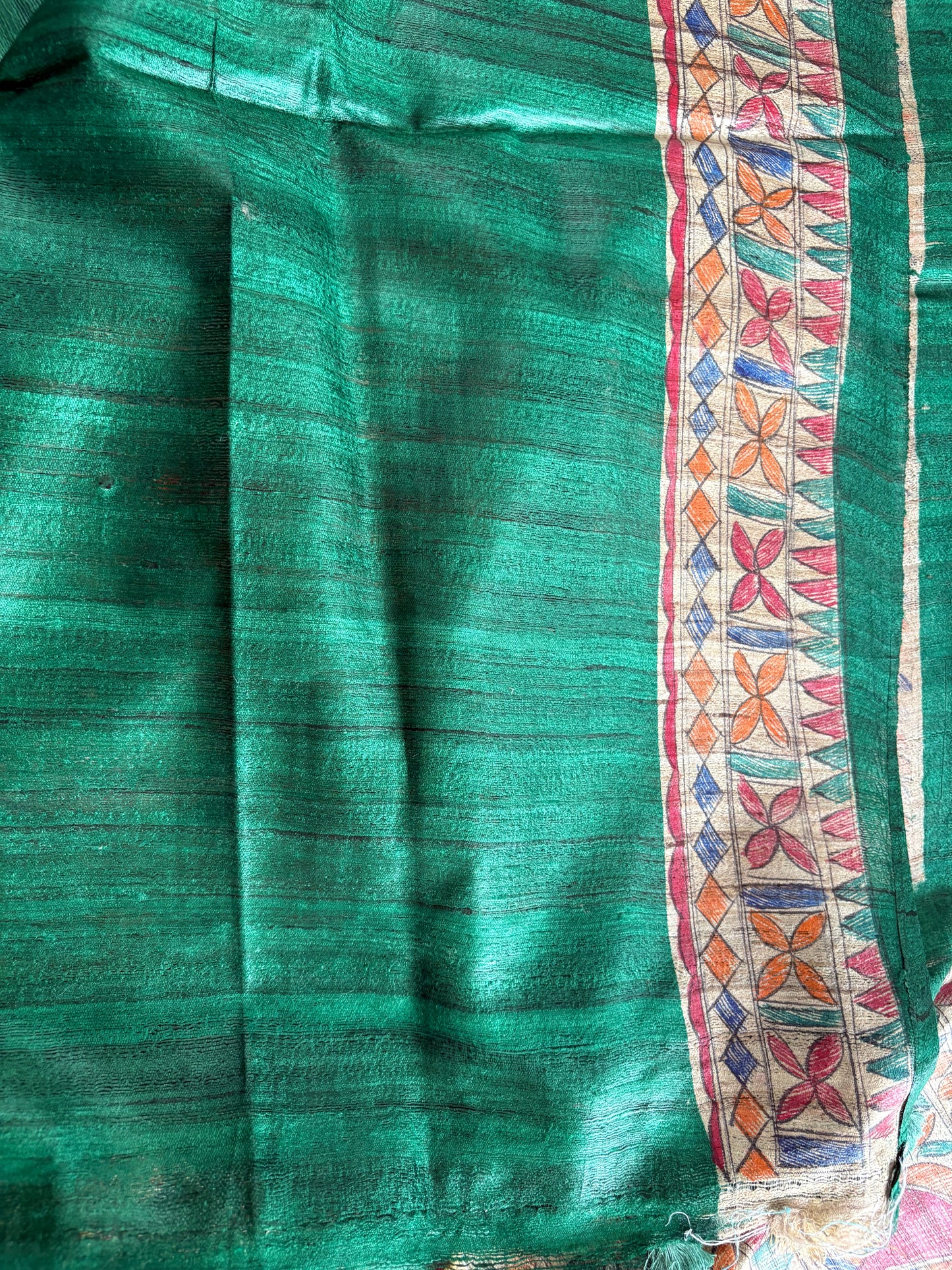 Pure Desi Tussar Silk Handcrafted Madhubani Saree (Silk Marked)