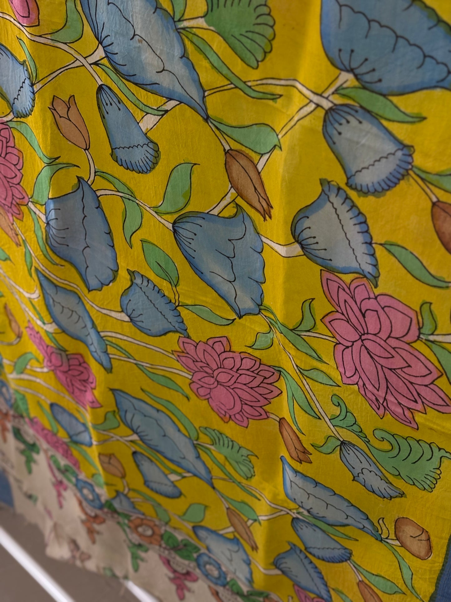 Pen Kalamkari hand painted Banglore Silk Dupatta
