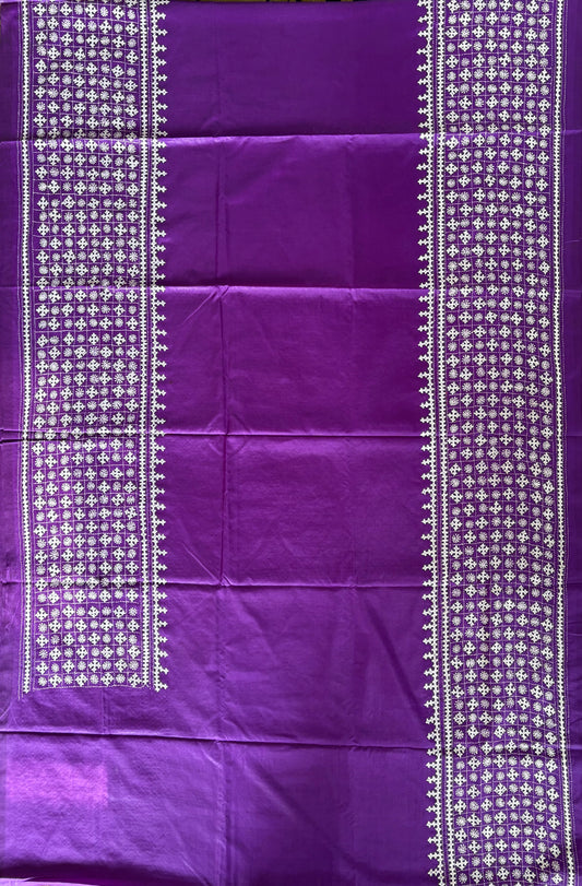 Kutchi/Gujarati Hand Embroidered Saree |Art Silk | Purple