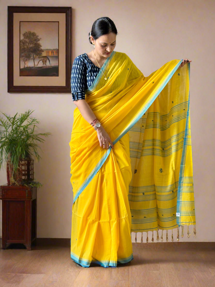 Mul Cotton handwoven Saree (Handloom Marked)