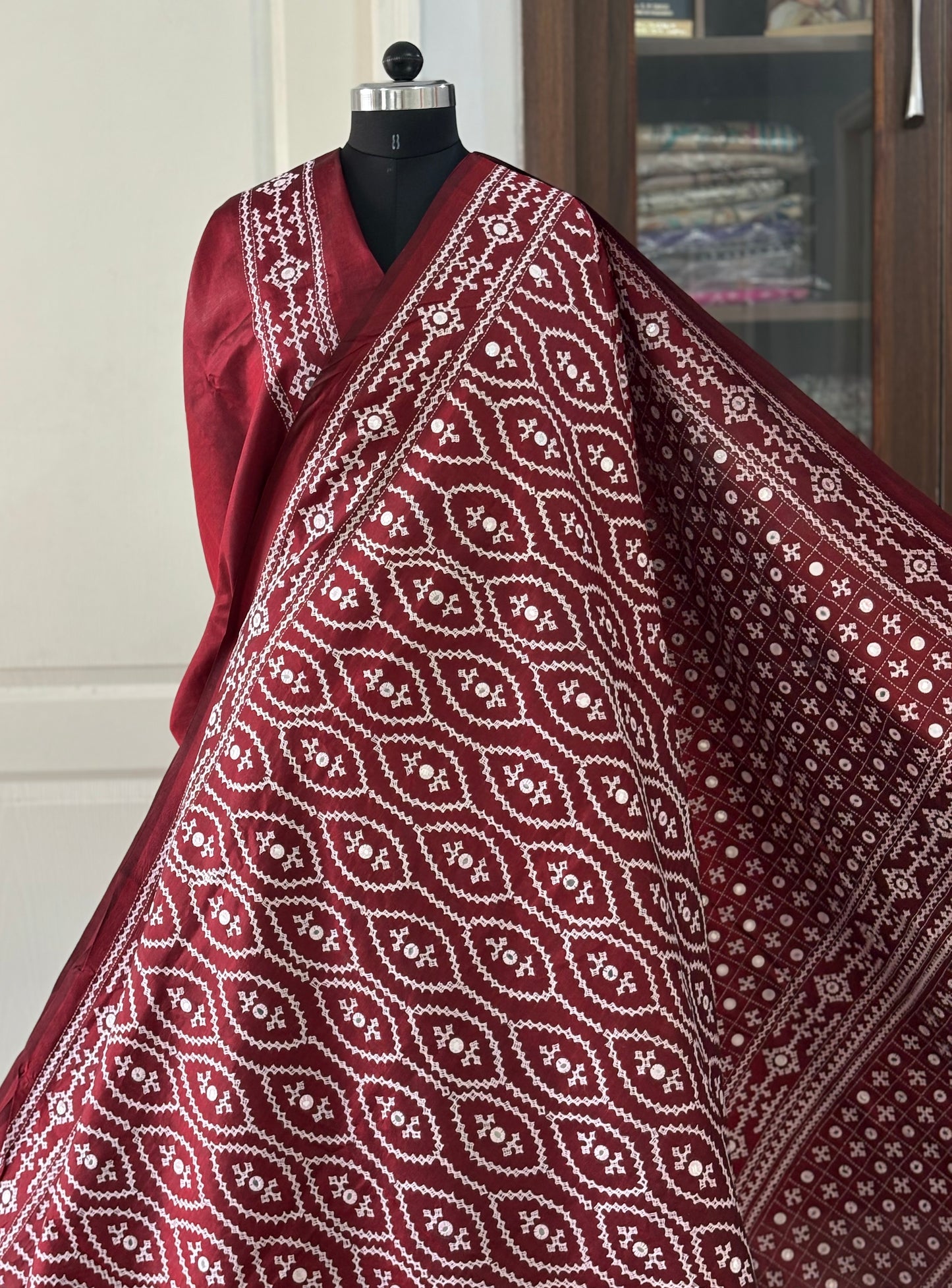 Kutch Hand Embroidered Pure Banglore Silk Saree