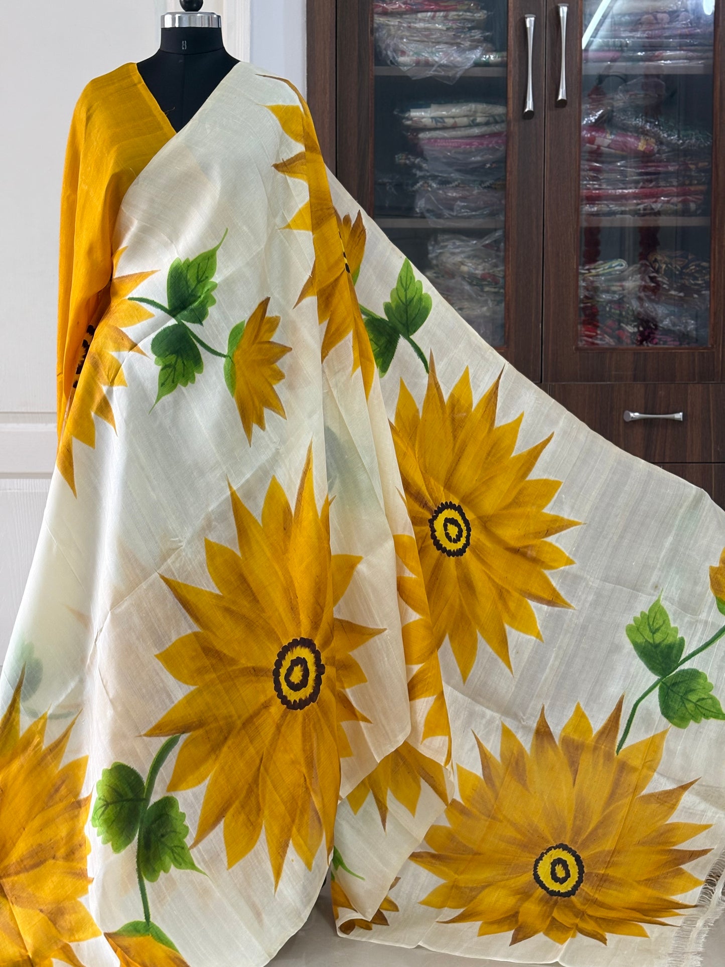 Exclusive Hand painted Pure Bishnupuri Silk Saree (Silk Marked)