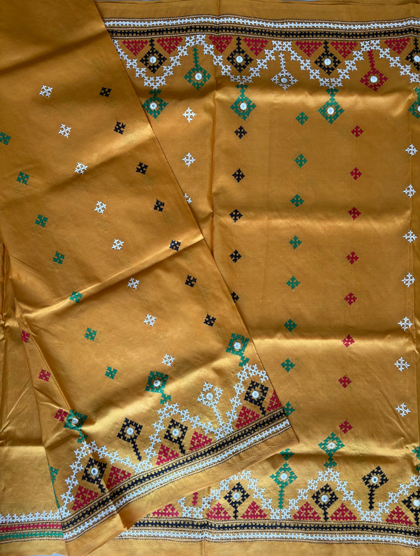 Kutch Hand Embroidered Pure Banglore Silk Saree – (Silk Marked)
