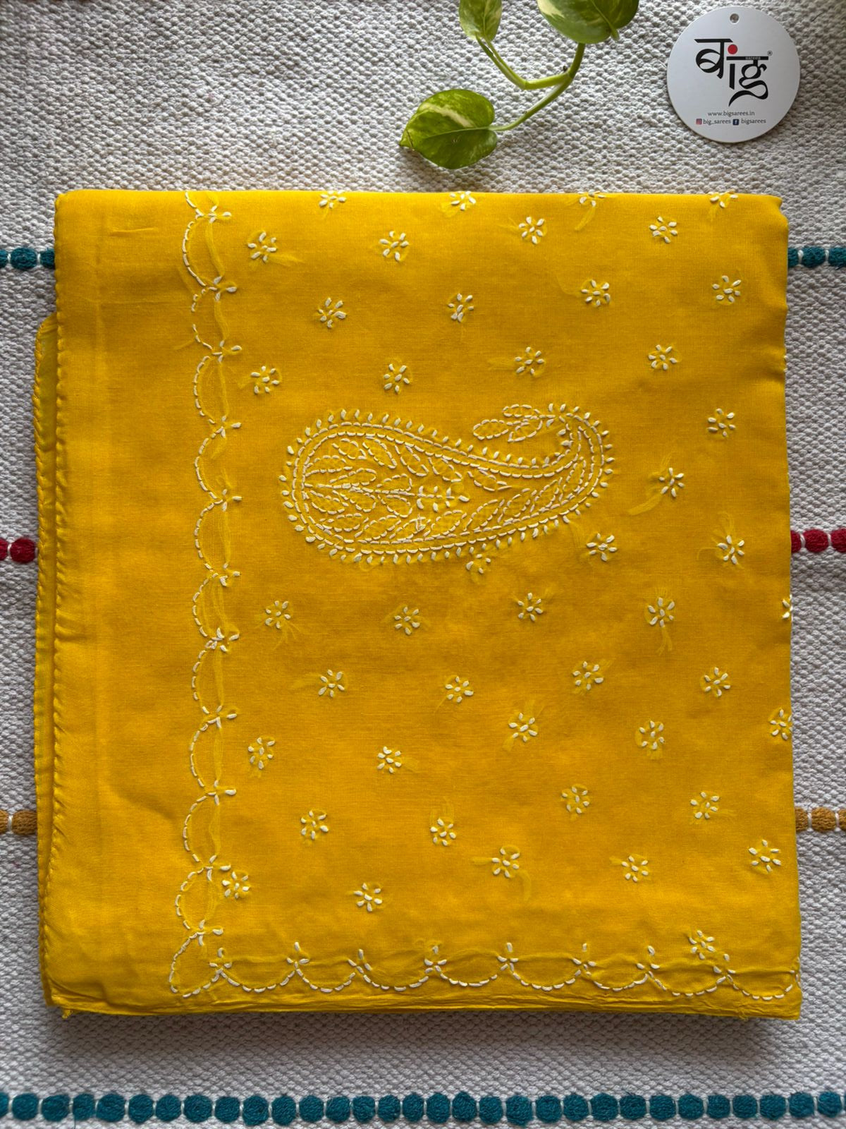 Chikankari Hand-Embroidered Saree | Cotton | Yellow