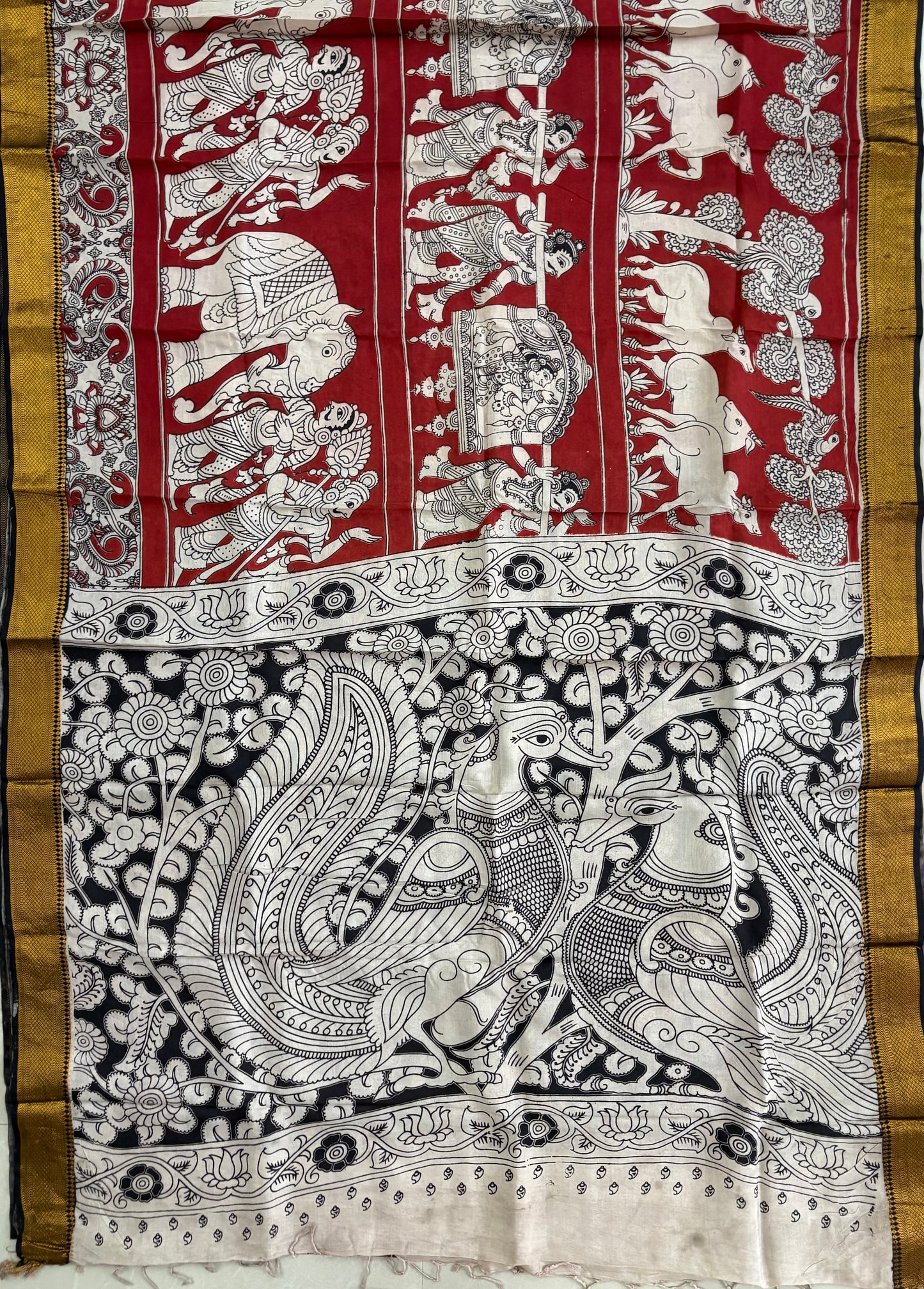 Printed Kalamkari Silk Saree with blouse
