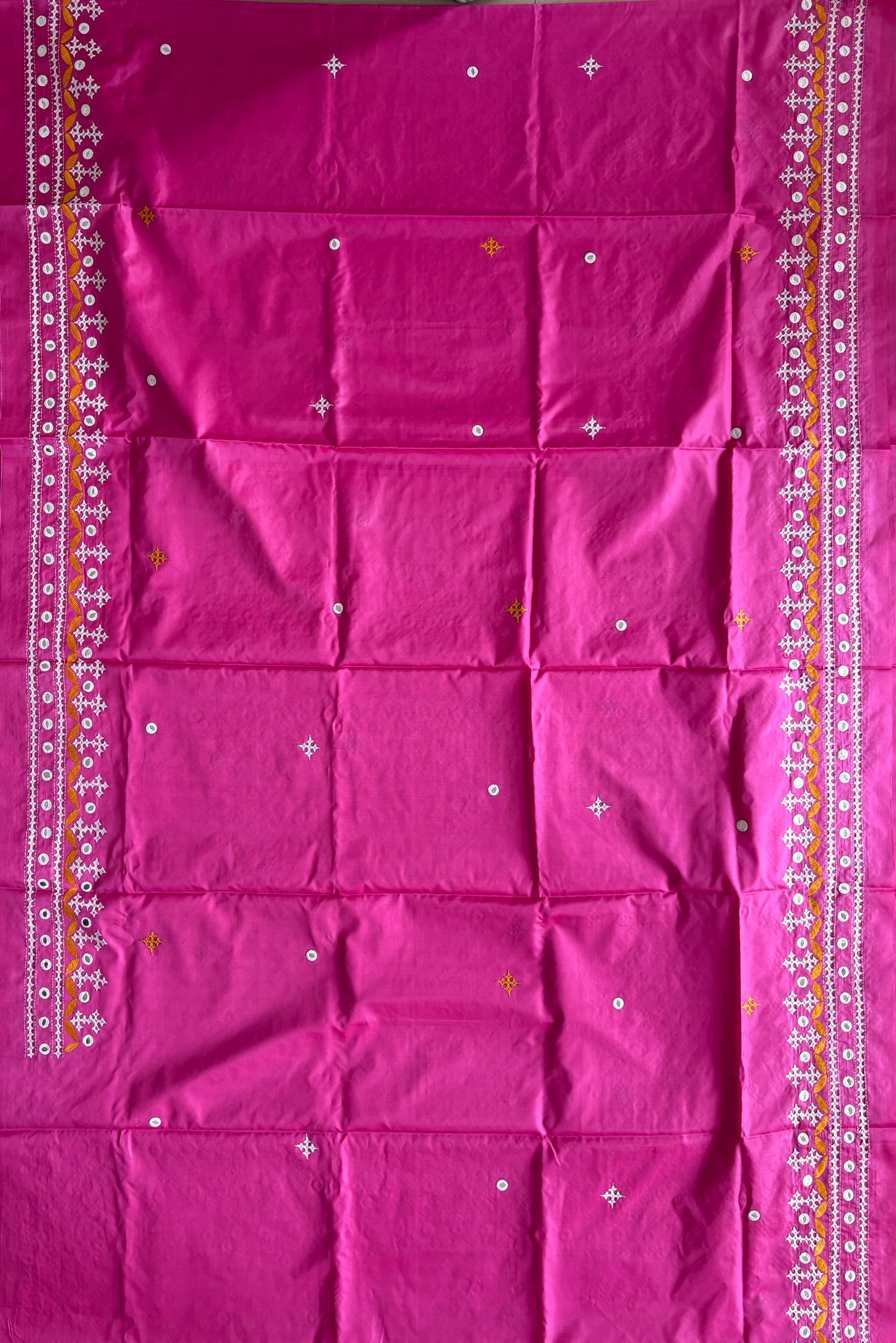 Gujrati Stitch/Kutch Hand Embroidered Art Silk Saree