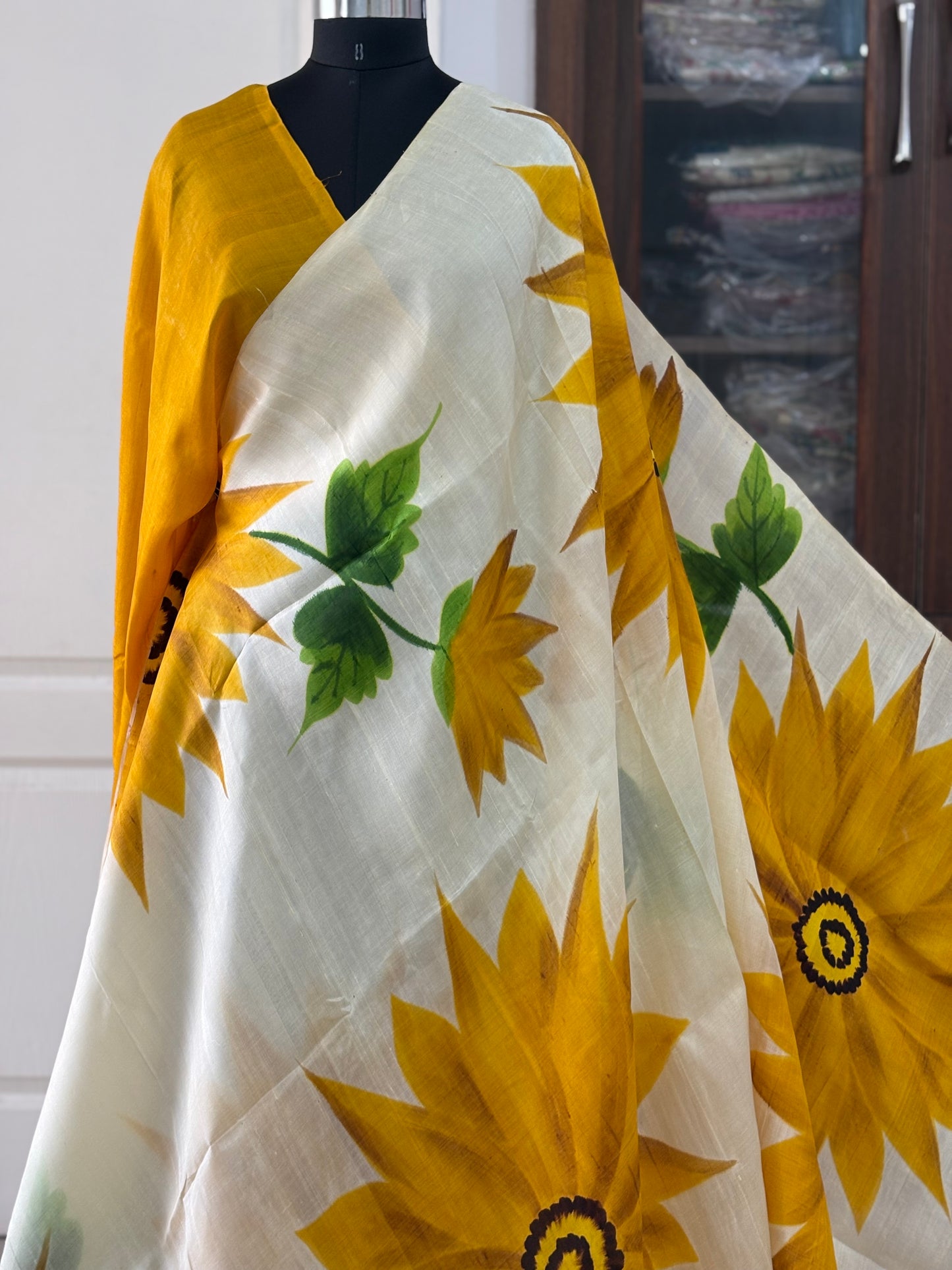 Exclusive Hand painted Pure Bishnupuri Silk Saree (Silk Marked)