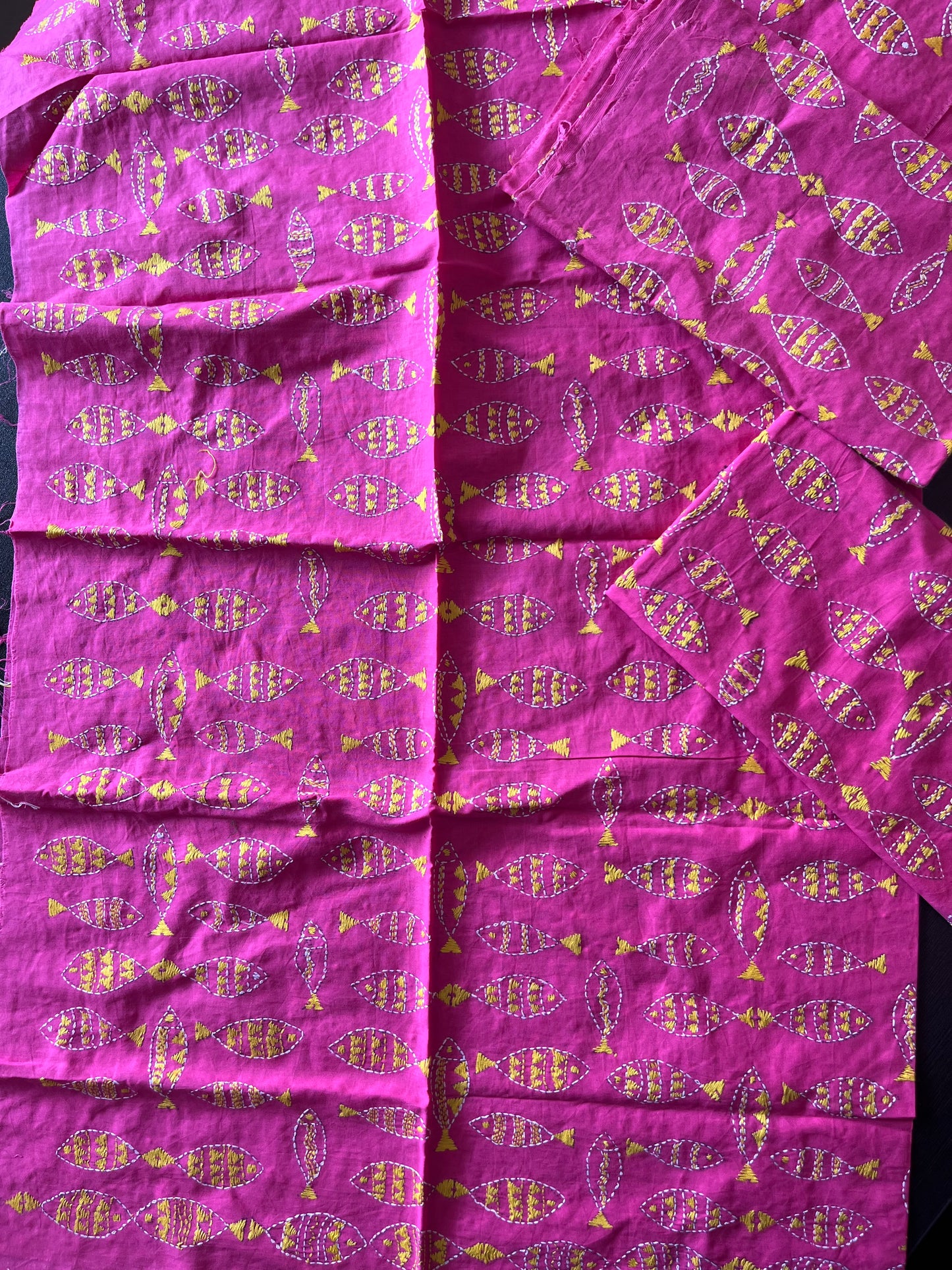 Kantha Stitch Full Embroidered Pure Cotton Blouse Piece Black