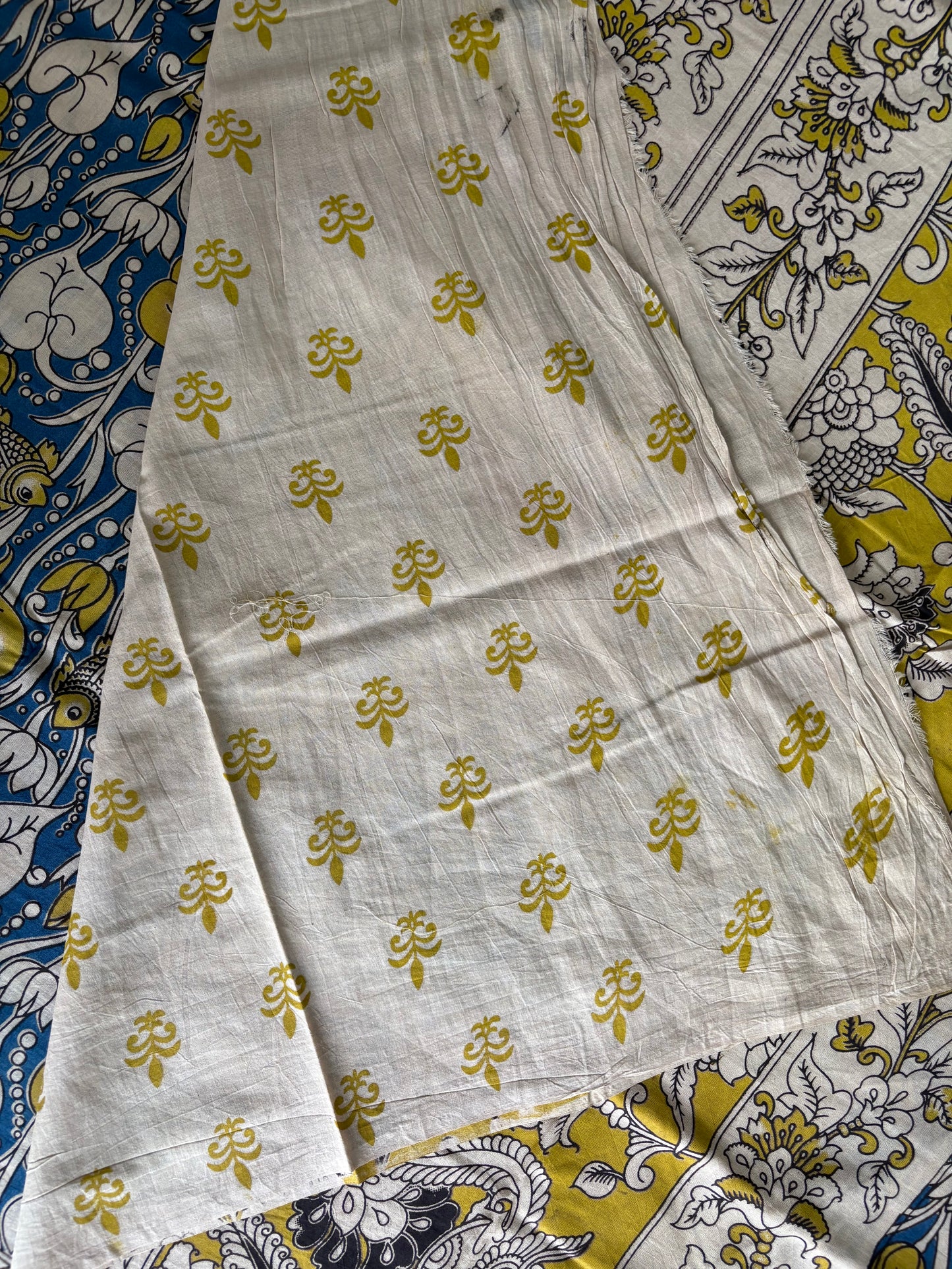 Kalamkari printed malmal cotton Saree with blouse