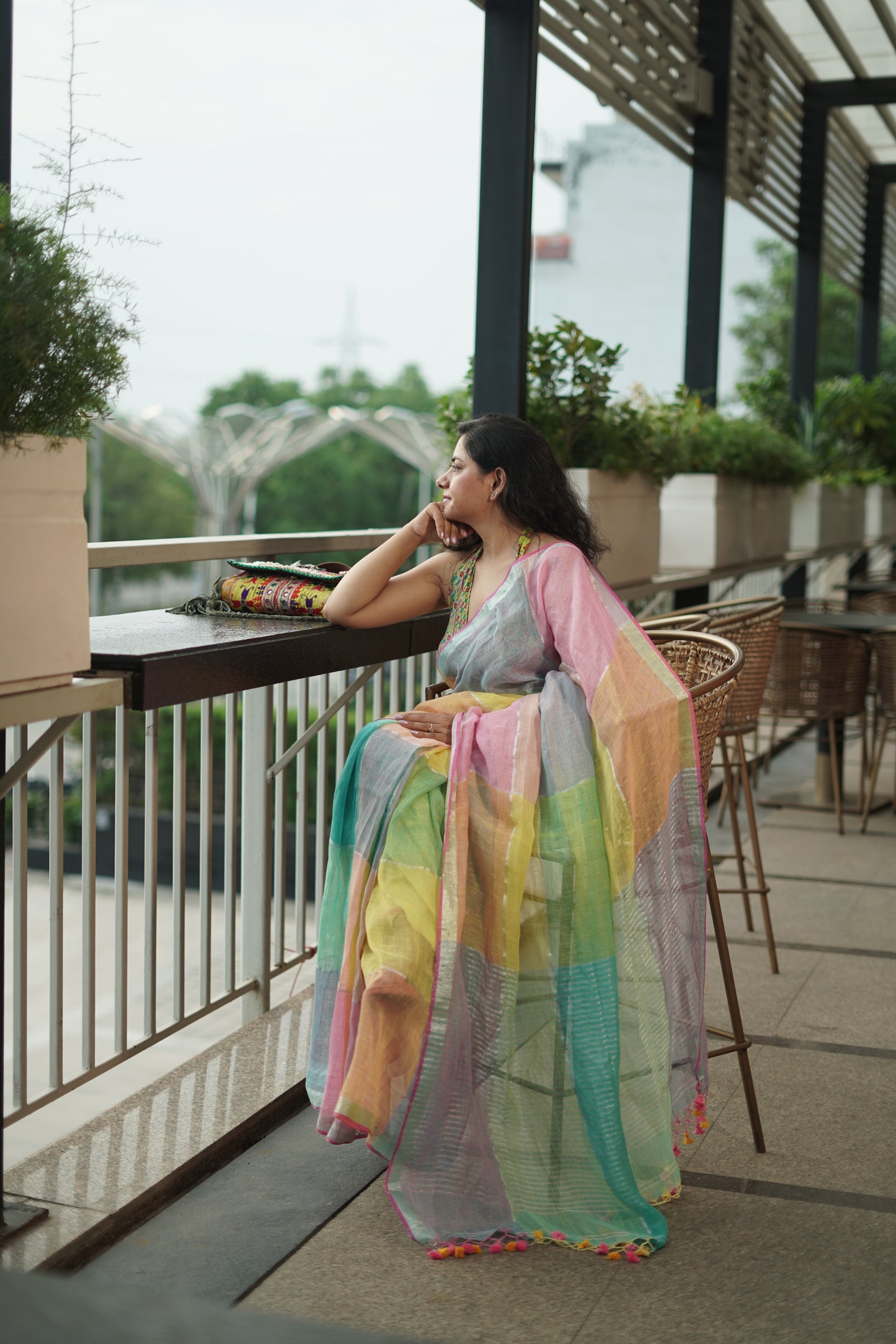 Pure Linen By Linen handloom Saree (handloom marked)